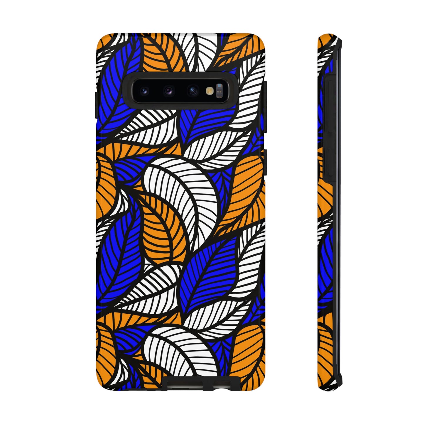 Blue and Gold Leaf Ankara Samsung Tough Cases | African Samsung Case | Afrocentric Samsung Case | Ankara Samsung Phone Case