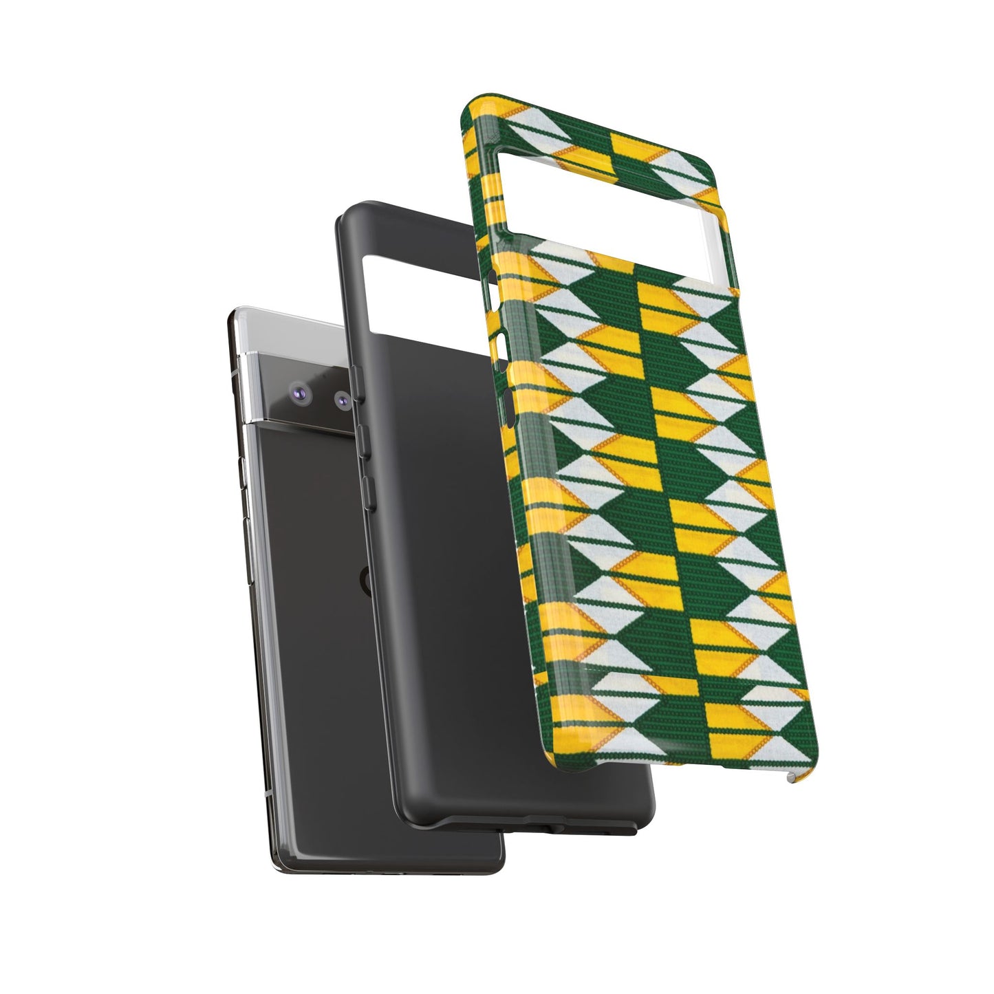 Green Gold White Ankara Google Pixel Tough Cases | African Google Pixel Case | Afrocentric Google Pixel Case