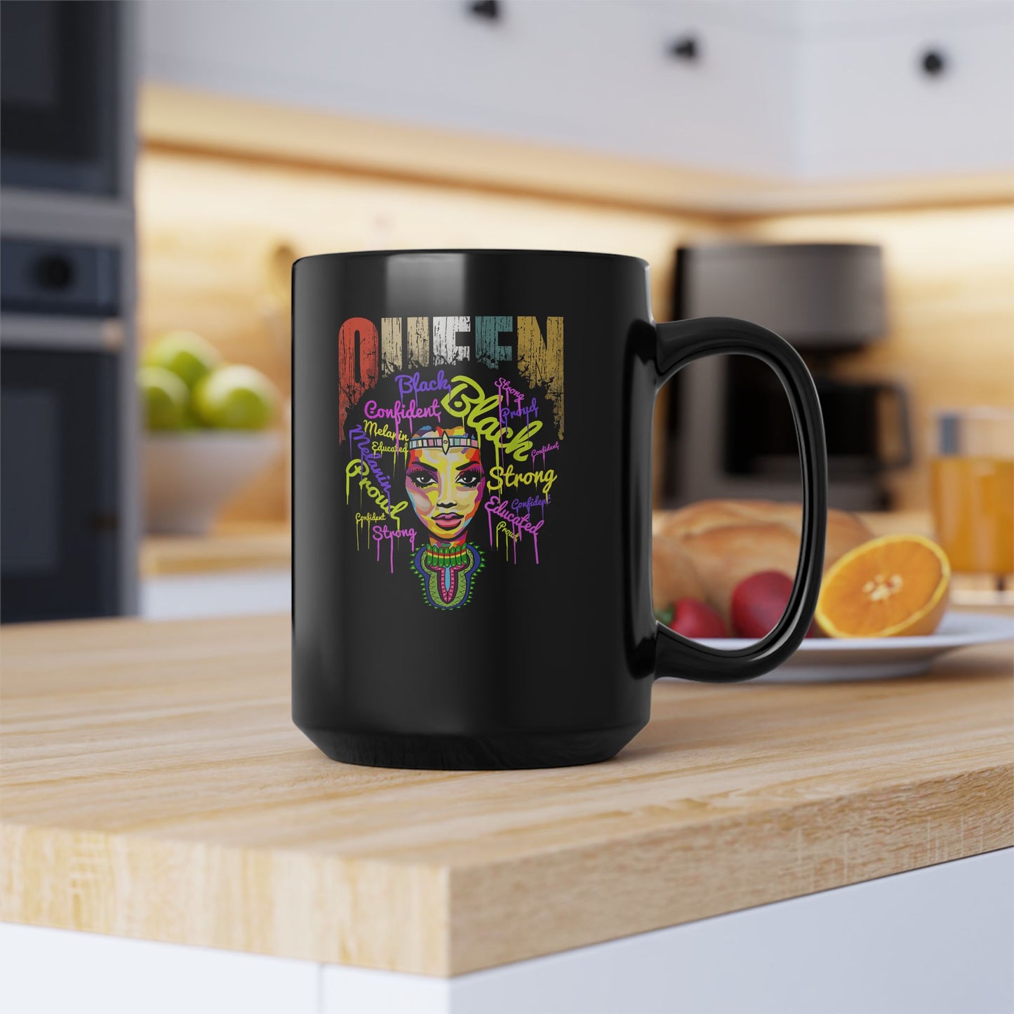 Black Queen Mug, 15oz | Afrocentric Coffee Mug | Natural Hair Mug | Black Girl Mug | Personalize It