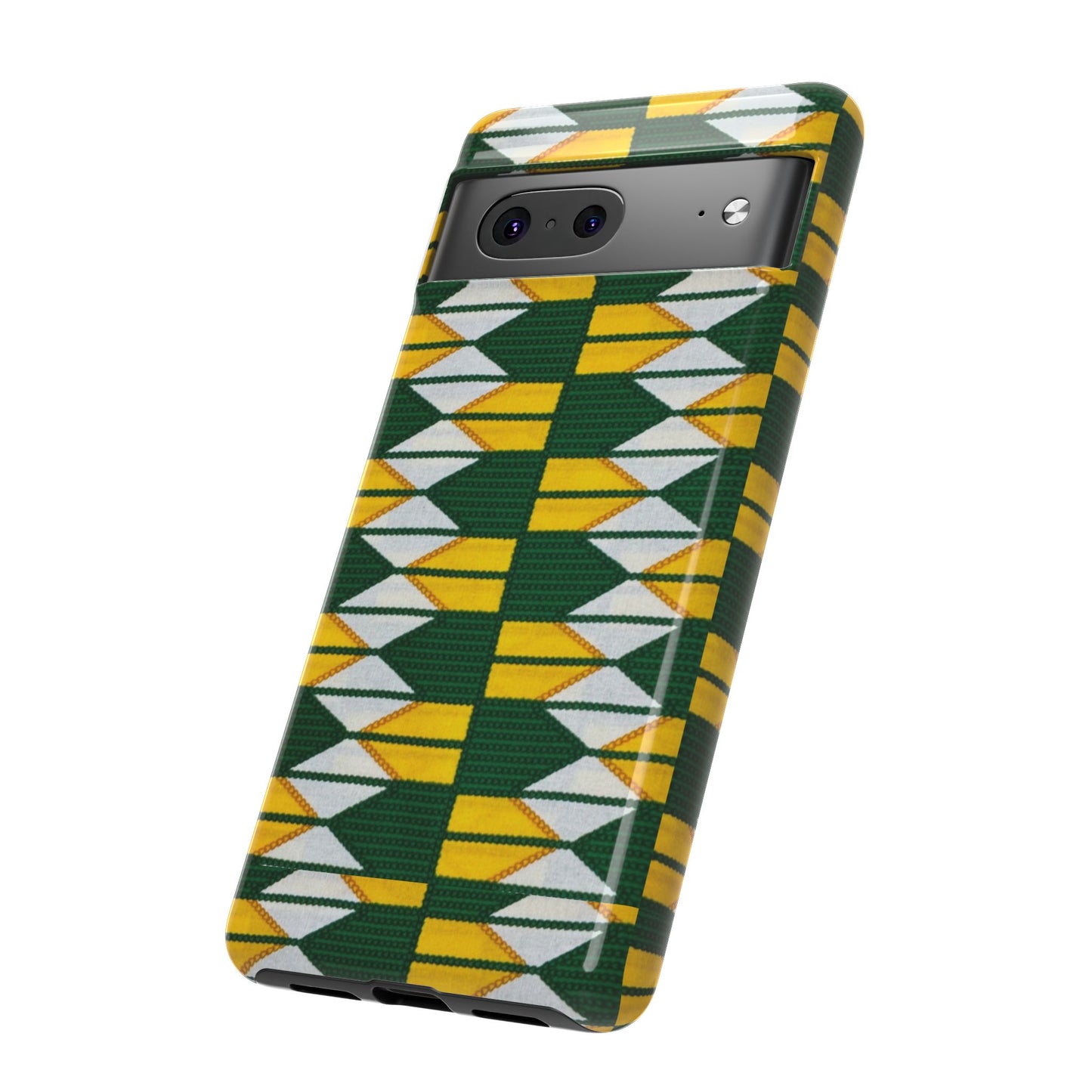 Green Gold White Ankara Google Pixel Tough Cases | African Google Pixel Case | Afrocentric Google Pixel Case