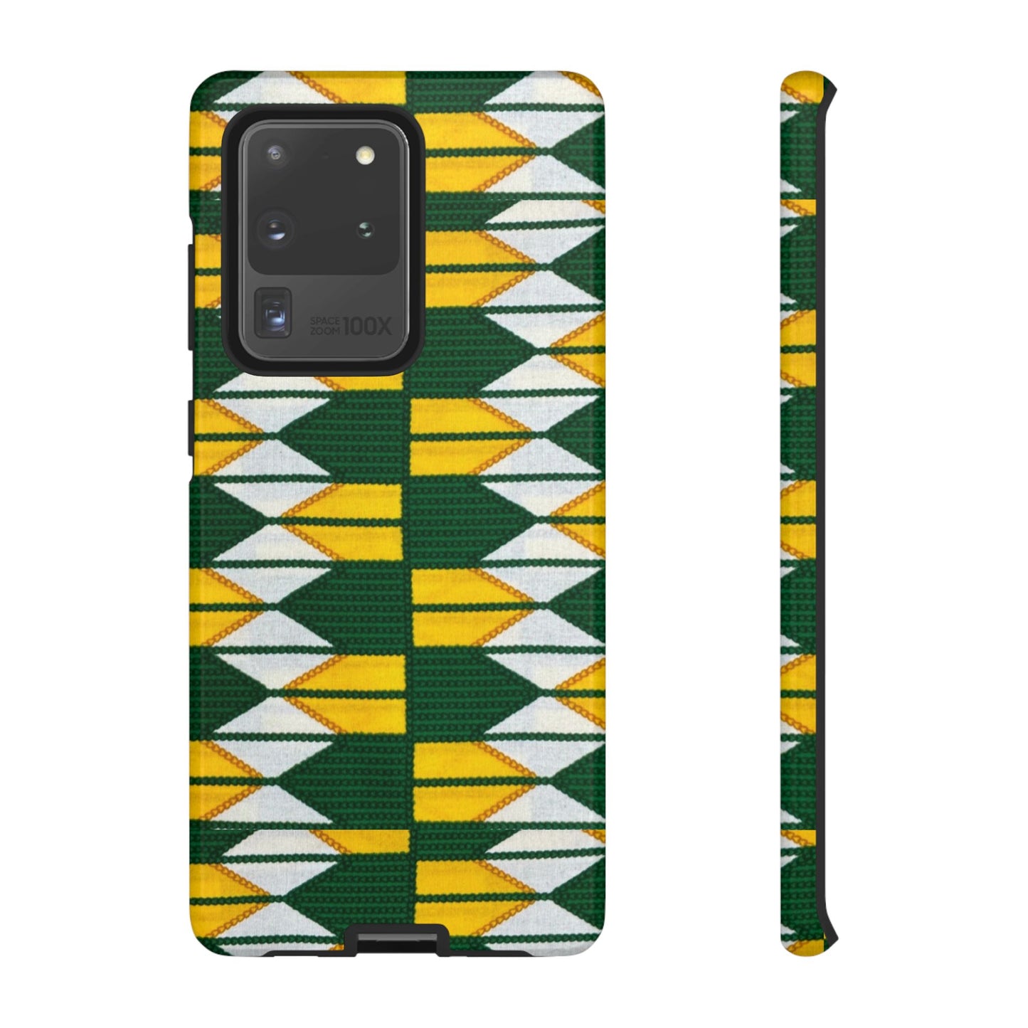 Green Yellow White Ankara Samsung Tough Cases | African Samsung Case | Afrocentric Samsung Case | Ankara Samsung Phone Case