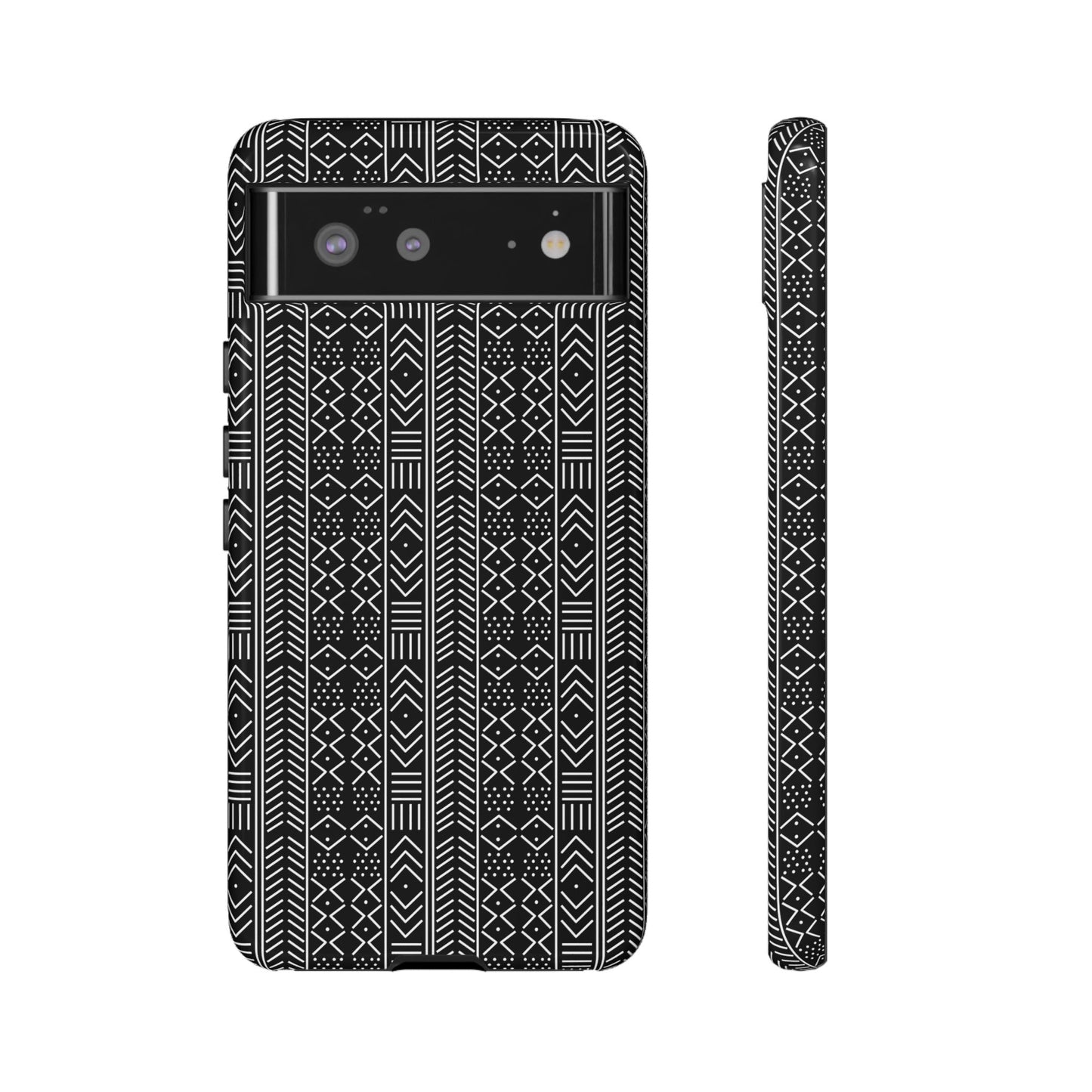 Black & White Mudcloth Google Pixel Tough Cases | African Google Pixel Case | Afrocentric Google Pixel Case