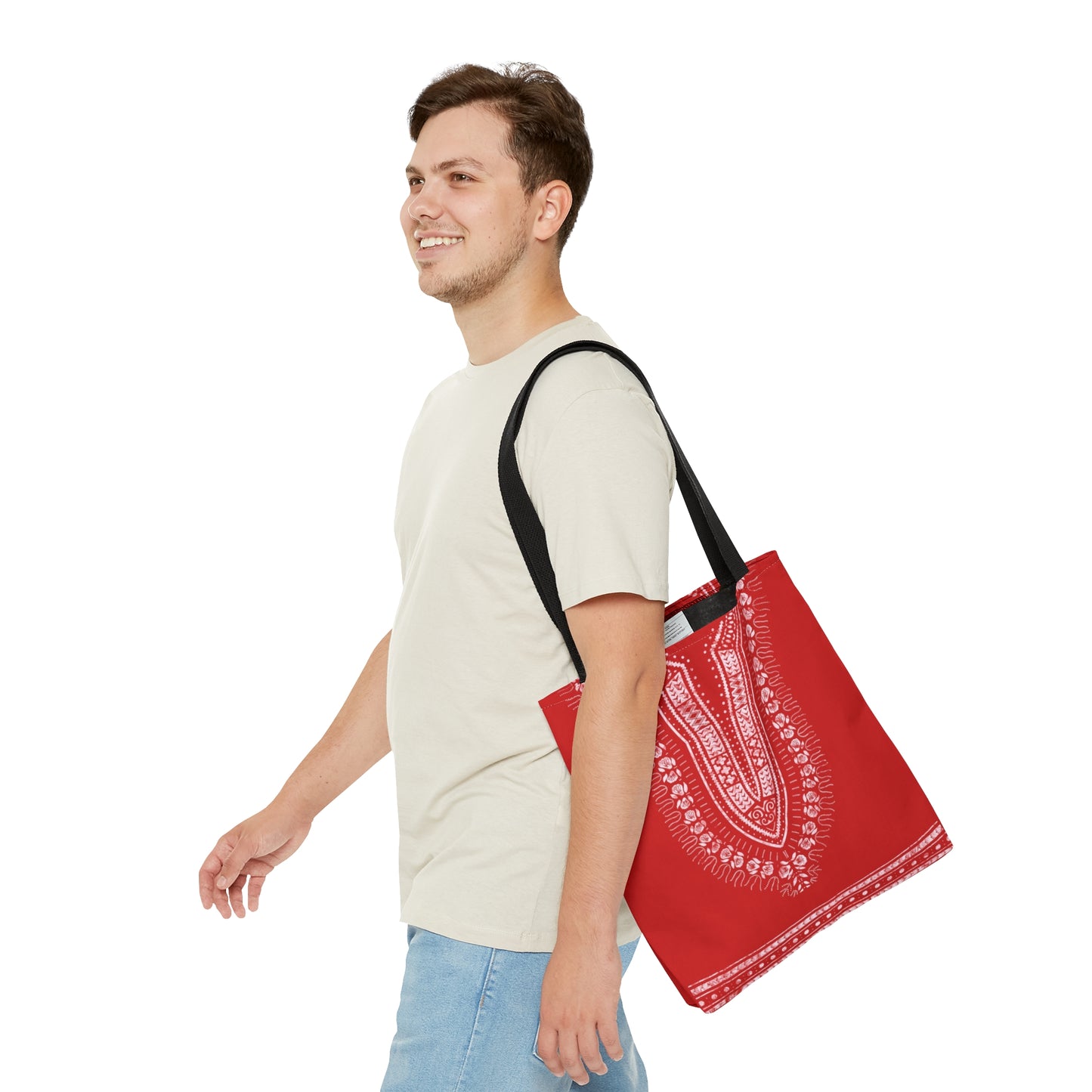 Red and White Dashiki Tote Bag