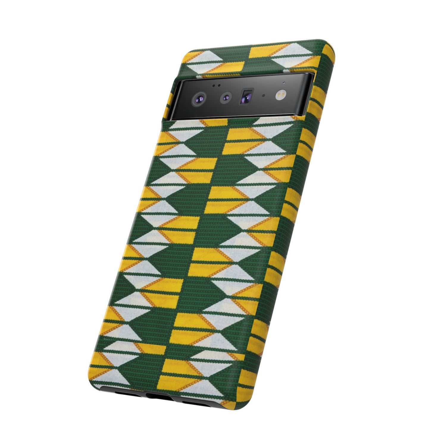 Green Gold White Ankara Google Pixel Tough Cases | African Google Pixel Case | Afrocentric Google Pixel Case