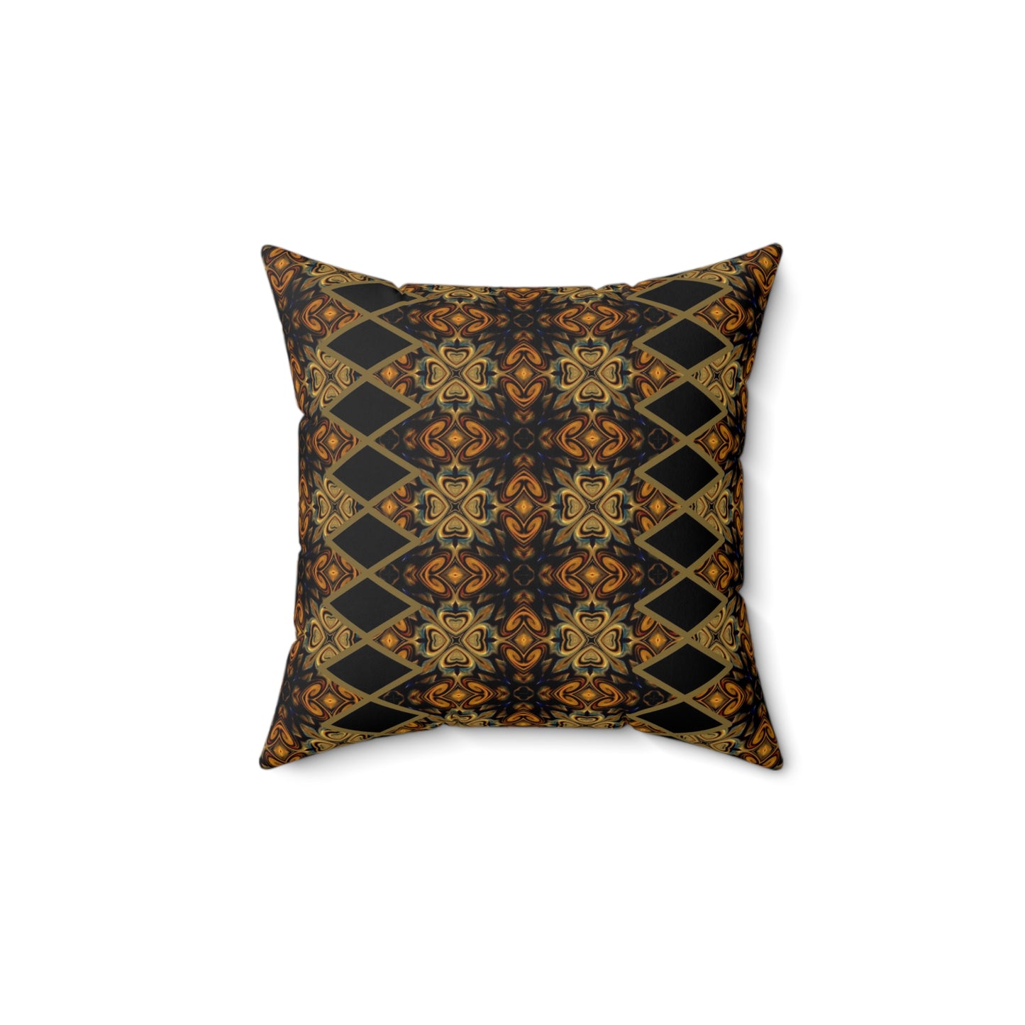 Black Ankara Print Polyester Square Pillow | Afrocentric Pillow | African Pillow