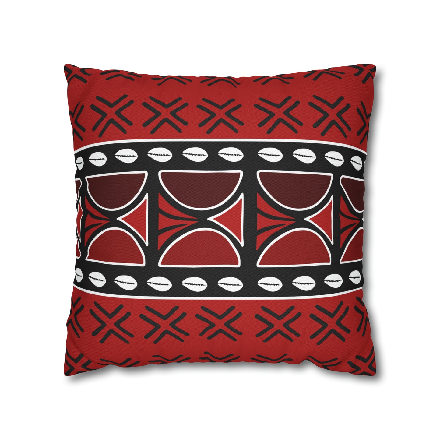 Red Mudcloth Ankara Square Pillow Case | Afrocentric Pillow Case