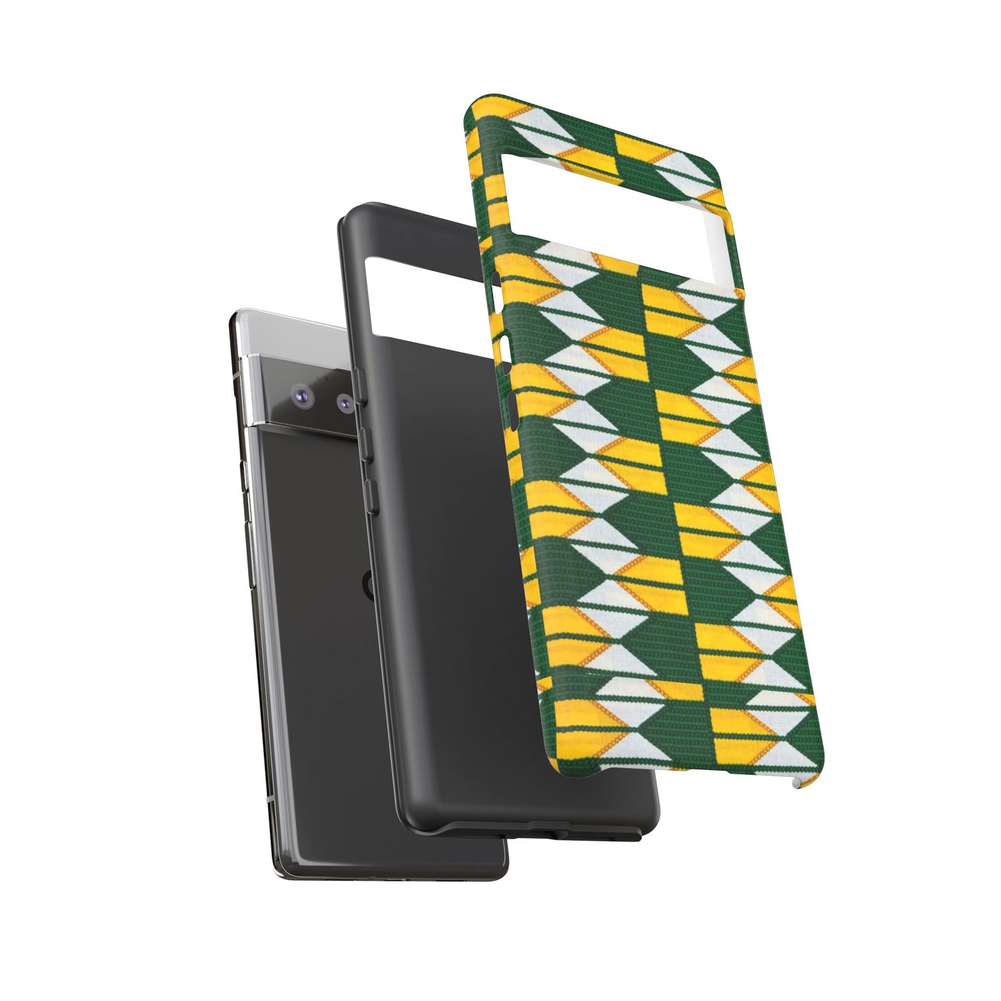 Green Gold White Ankara Google Pixel Tough Cases | African Google Pixel Case | Afrocentric Google Pixel Case