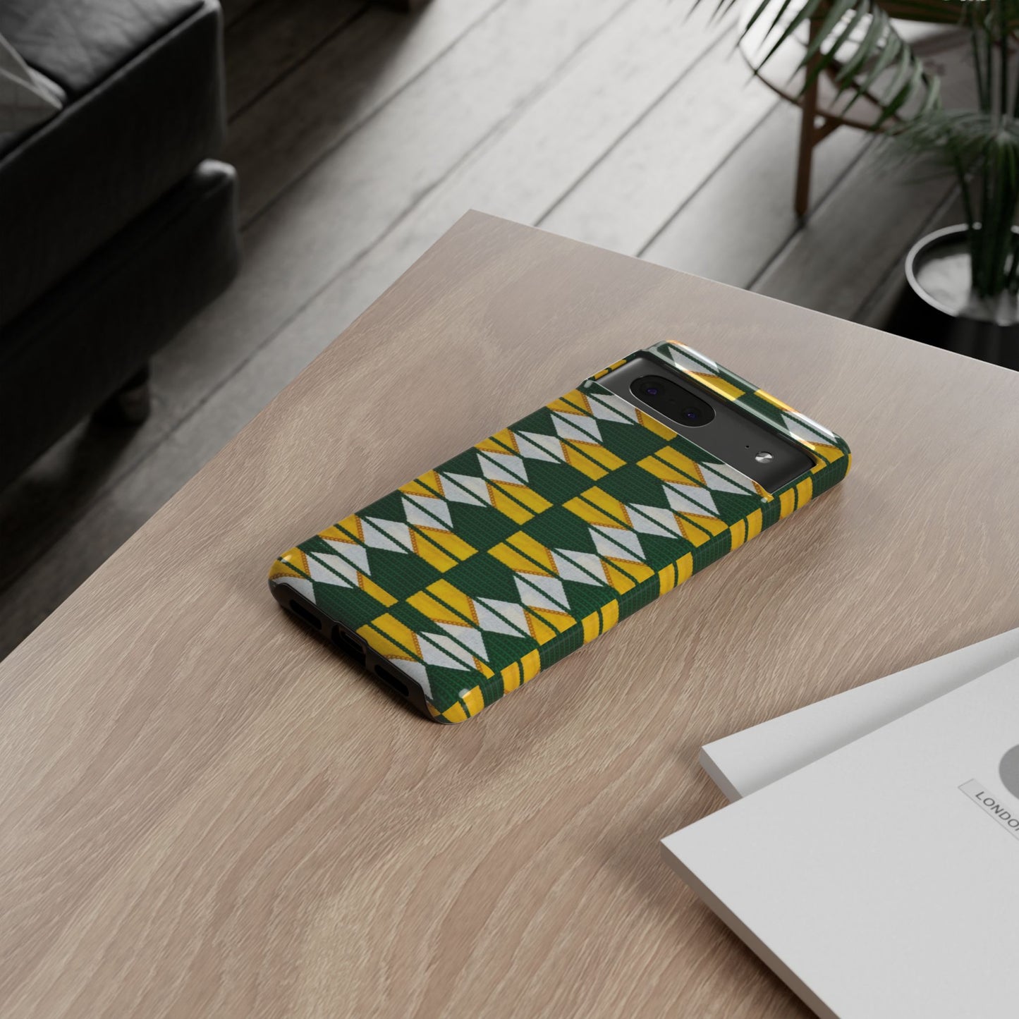 Green Gold White Ankara Google Pixel Tough Cases | African Google Pixel Case | Afrocentric Google Pixel Case