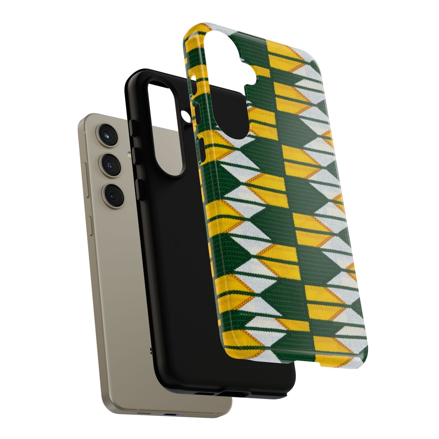 Green Yellow White Ankara Samsung Tough Cases | African Samsung Case | Afrocentric Samsung Case | Ankara Samsung Phone Case