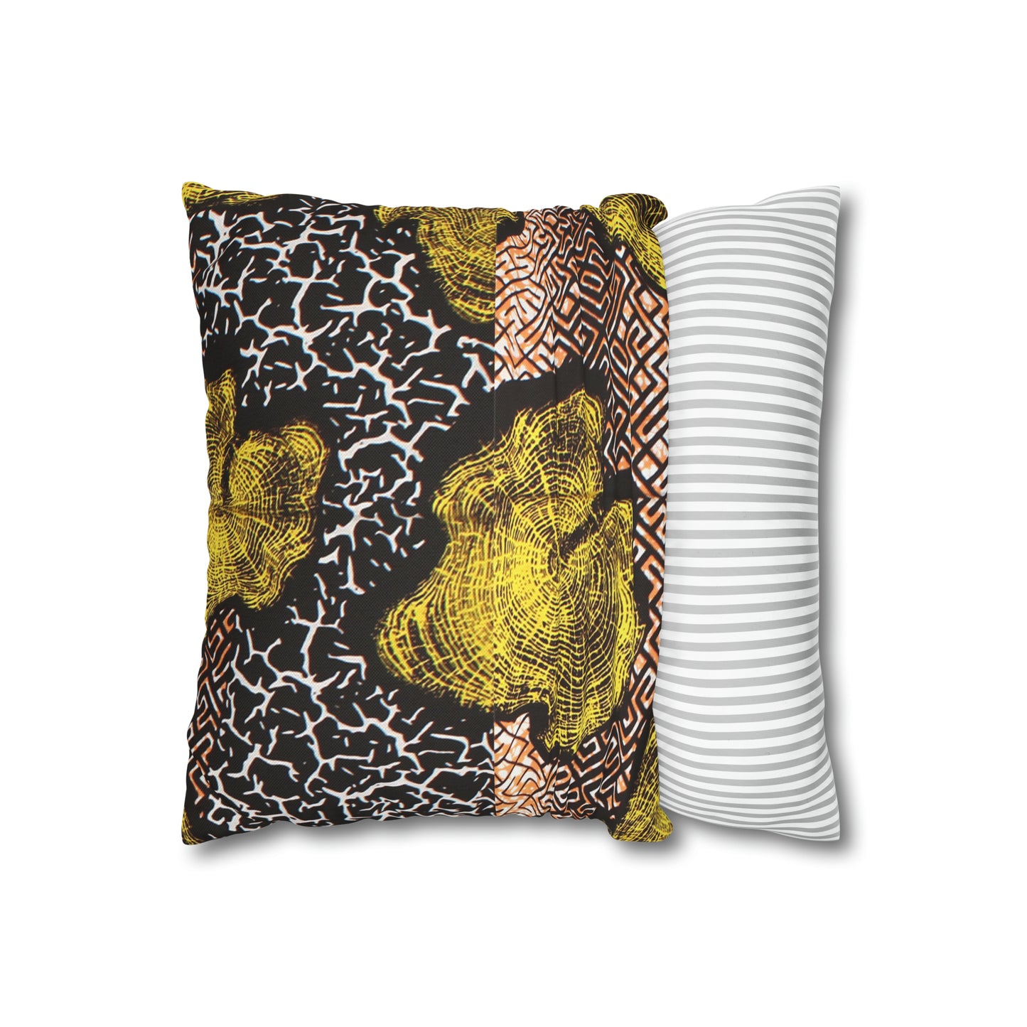Black and Gold Ankara Square Pillow Case | Afrocentric Pillow Case