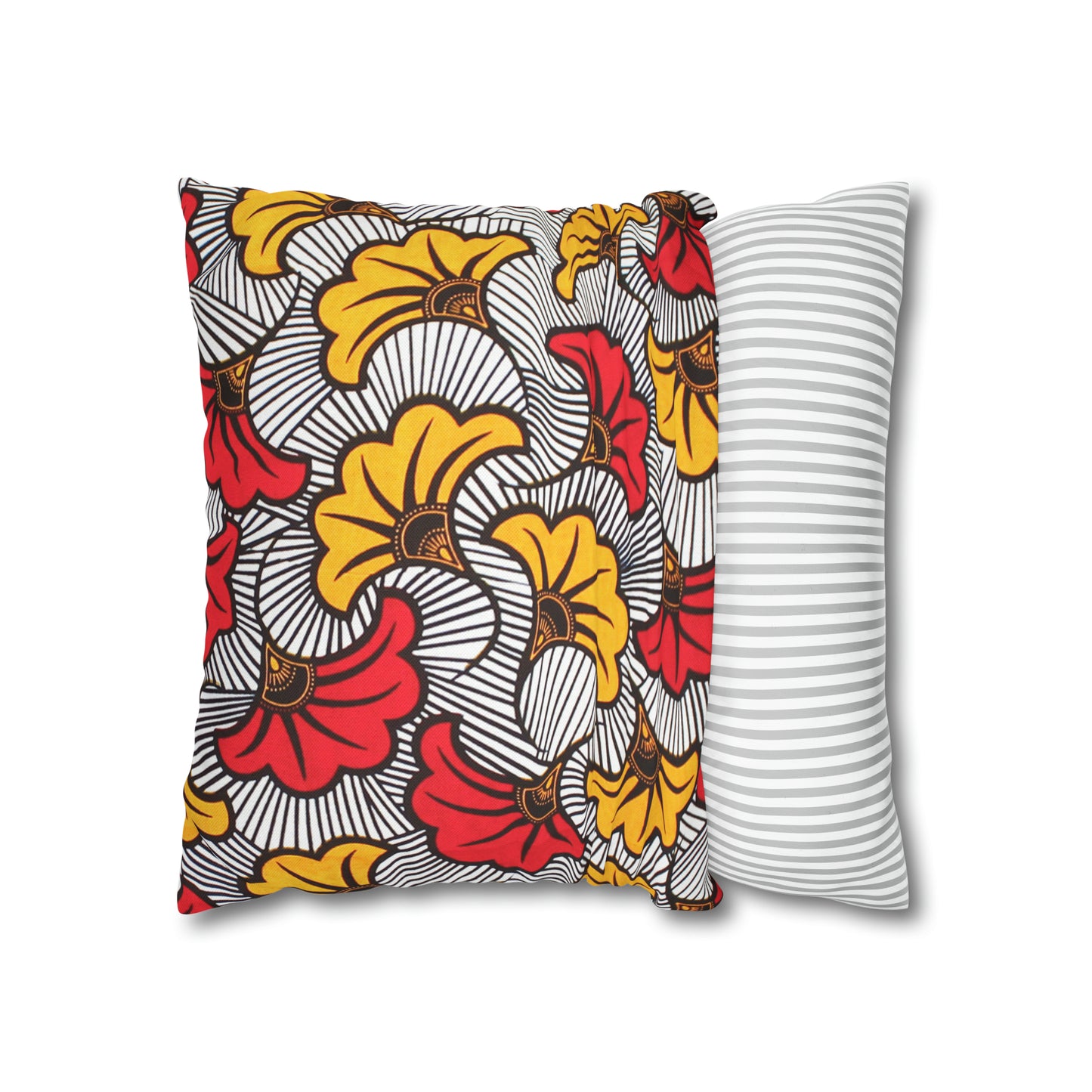 White and Orange Ankara Square Pillow Case | Afrocentric Pillow Case