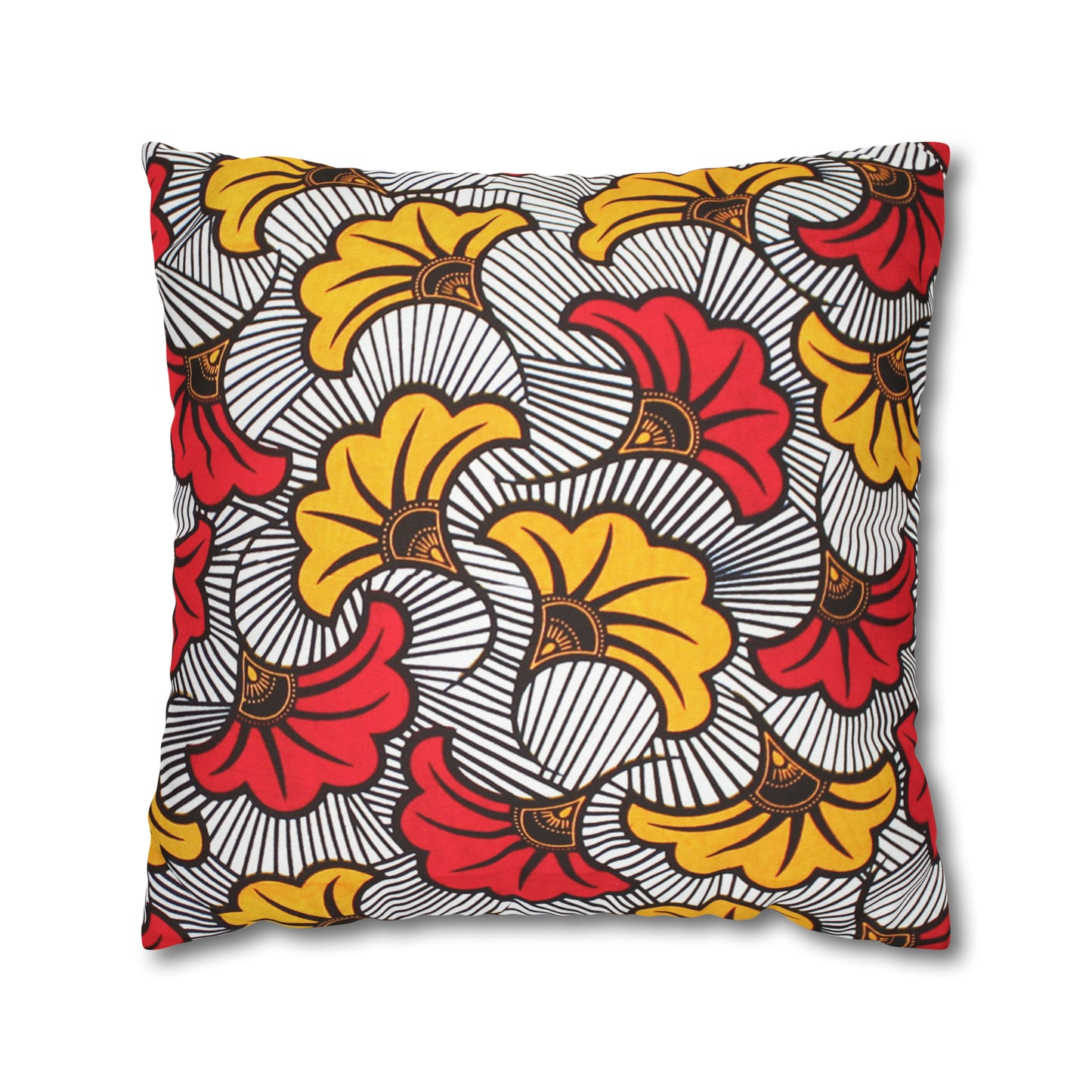 White and Orange Ankara Square Pillow Case | Afrocentric Pillow Case