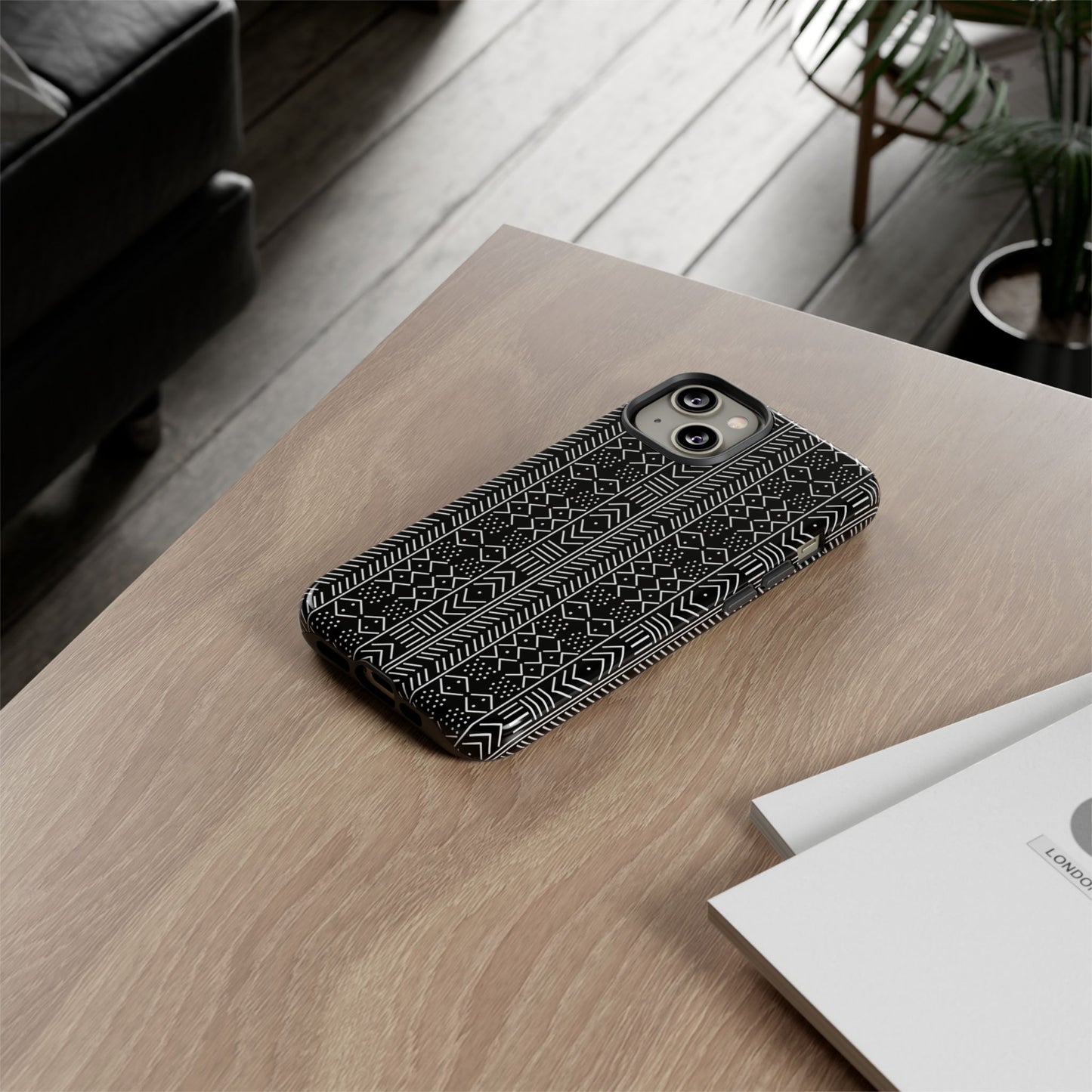 Black & White Mudcloth iPhone Tough Cases | African iPhone Case | Afrocentric iPhone Case