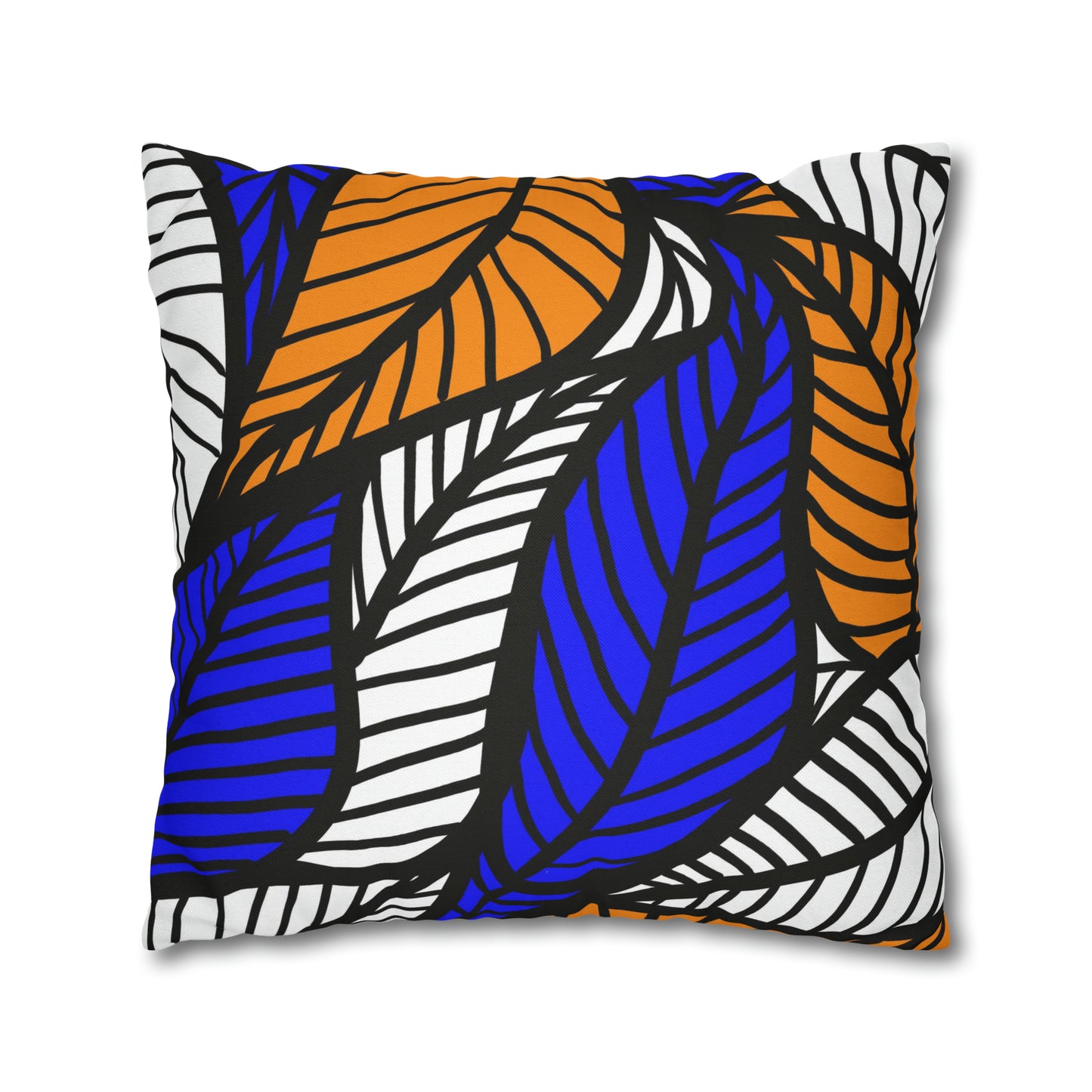 Blue Ankara Polyester Square Pillow Case | Afrocentric Pillow Case