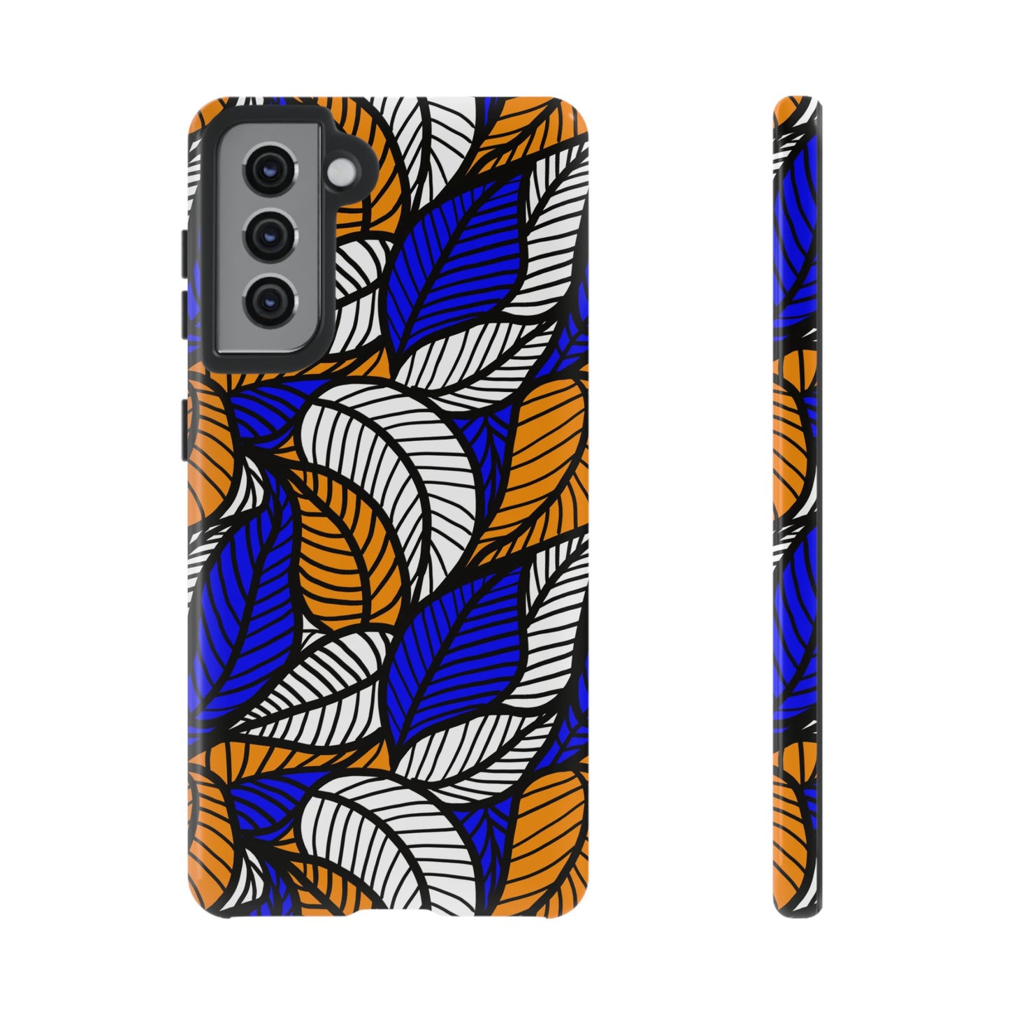 Blue and Gold Leaf Ankara Samsung Tough Cases | African Samsung Case | Afrocentric Samsung Case | Ankara Samsung Phone Case
