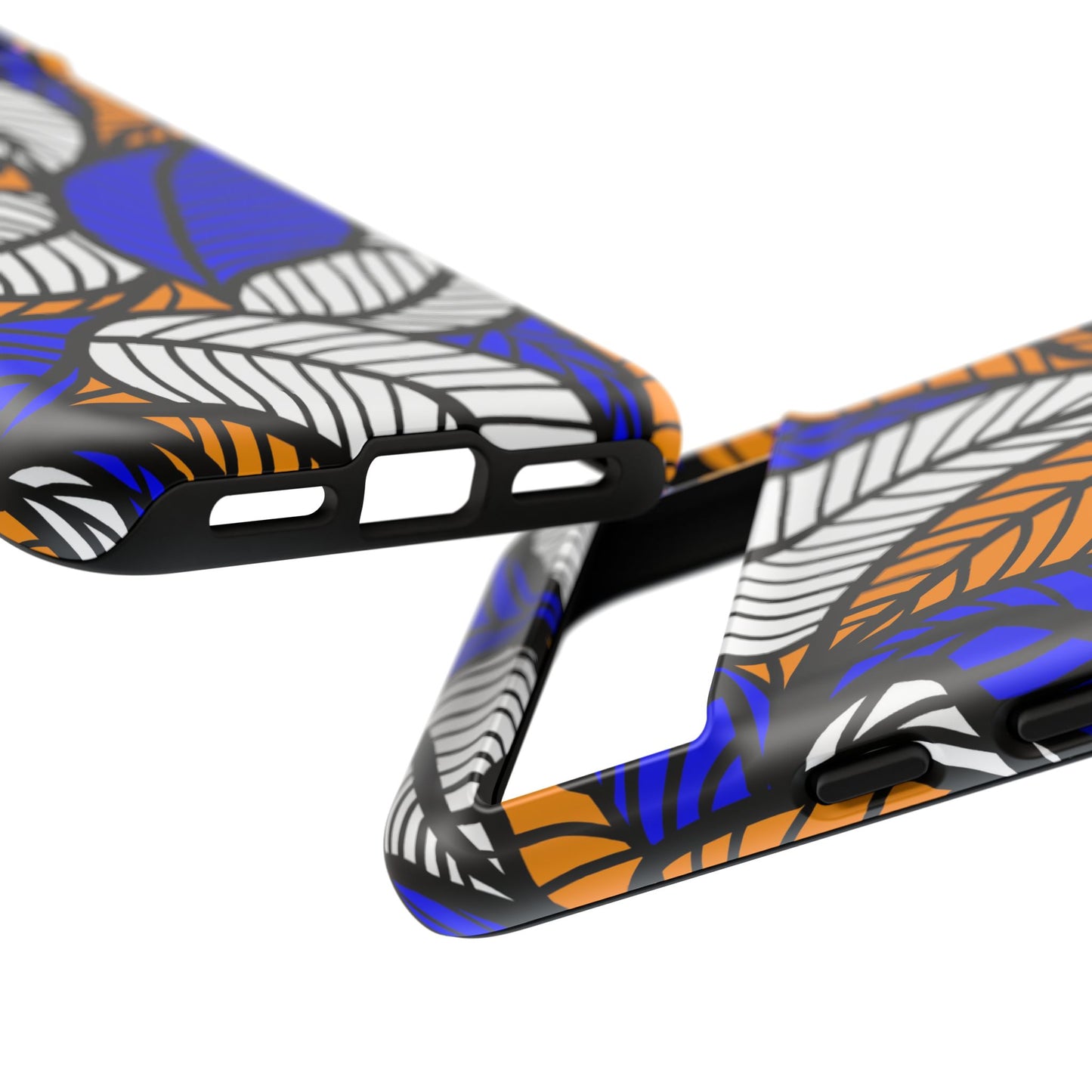 Blue Gold White Leaf Ankara Google Pixel Tough Cases | African Google Pixel Case | Afrocentric Google Pixel Case