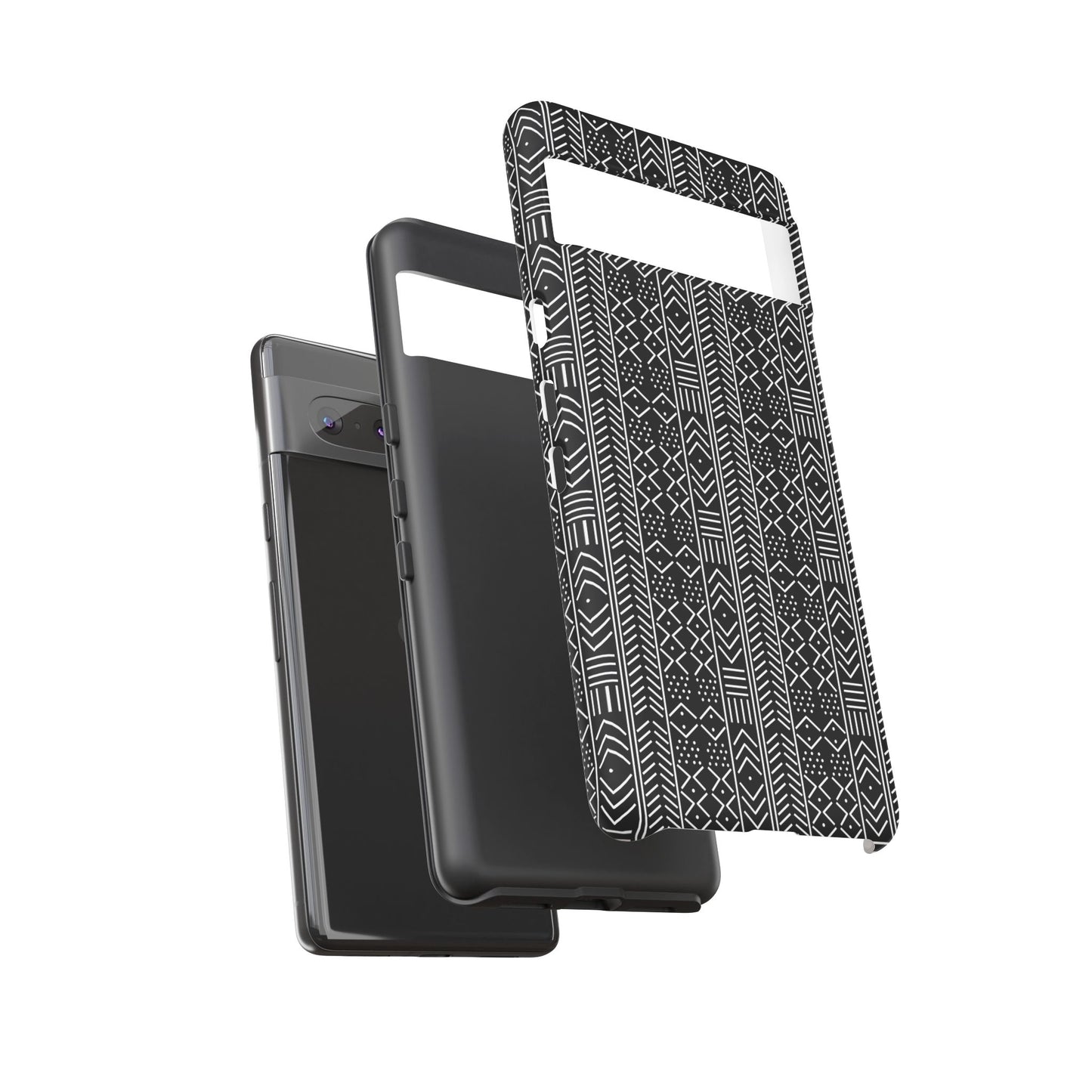 Black & White Mudcloth Google Pixel Tough Cases | African Google Pixel Case | Afrocentric Google Pixel Case
