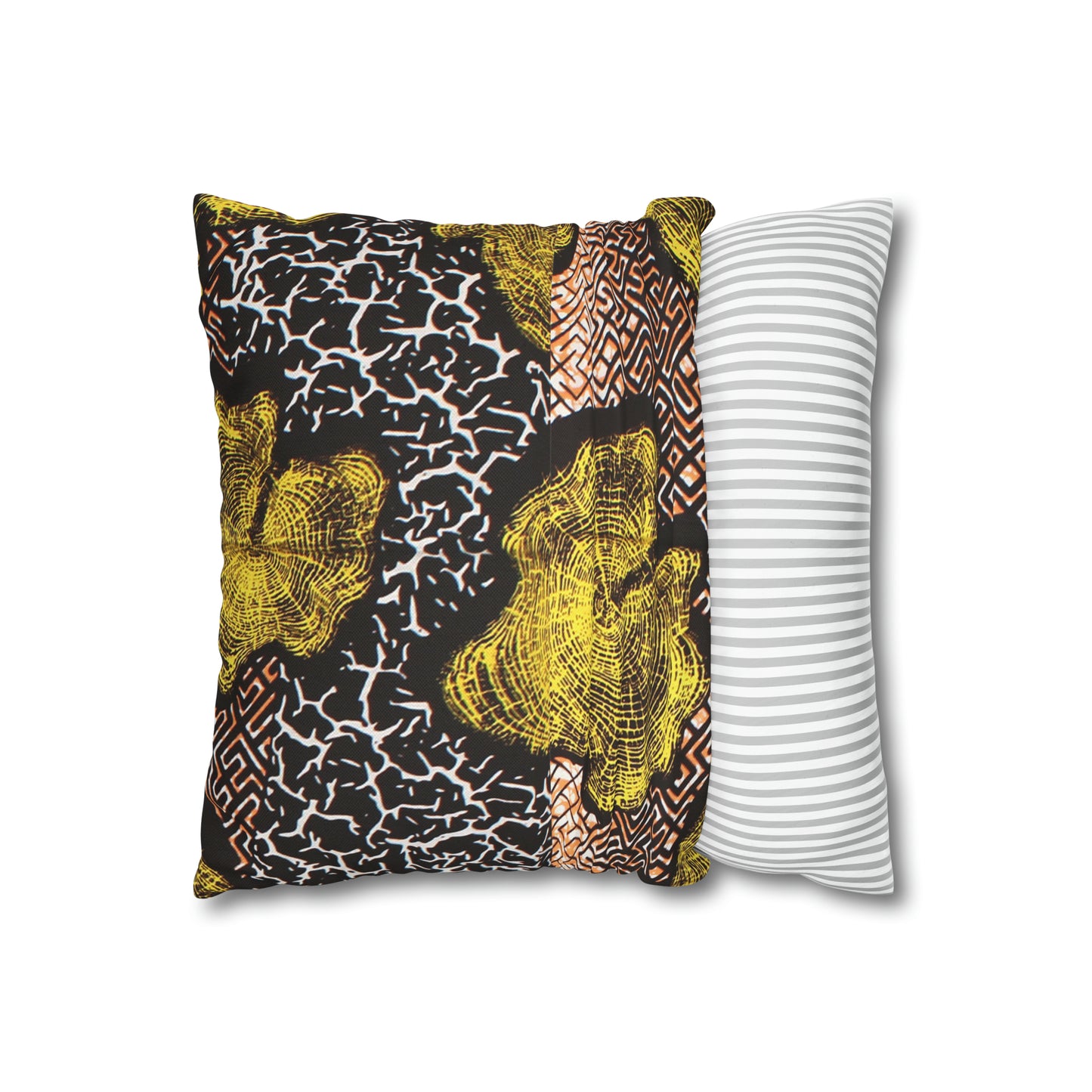 Black and Gold Ankara Square Pillow Case | Afrocentric Pillow Case