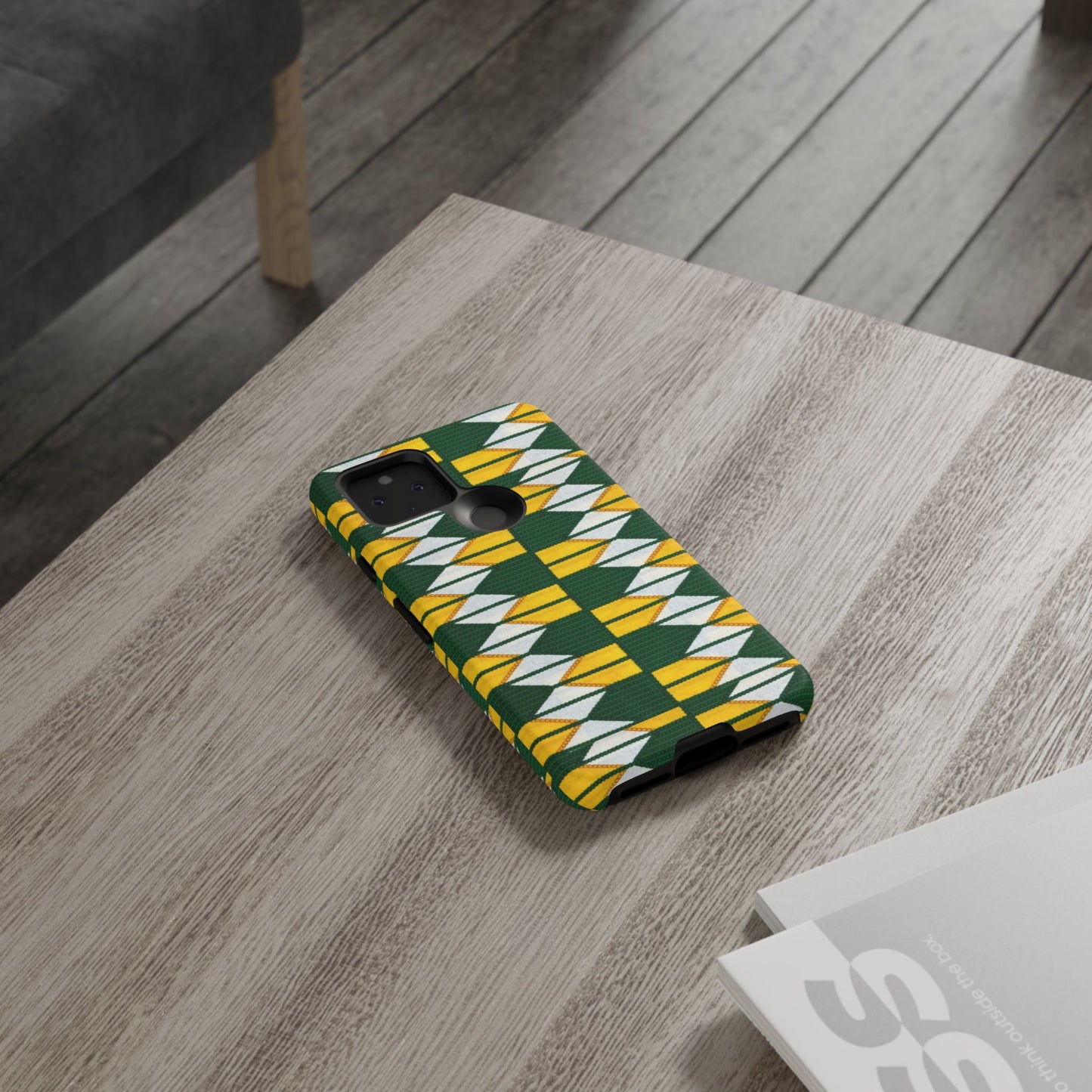 Green Gold White Ankara Google Pixel Tough Cases | African Google Pixel Case | Afrocentric Google Pixel Case