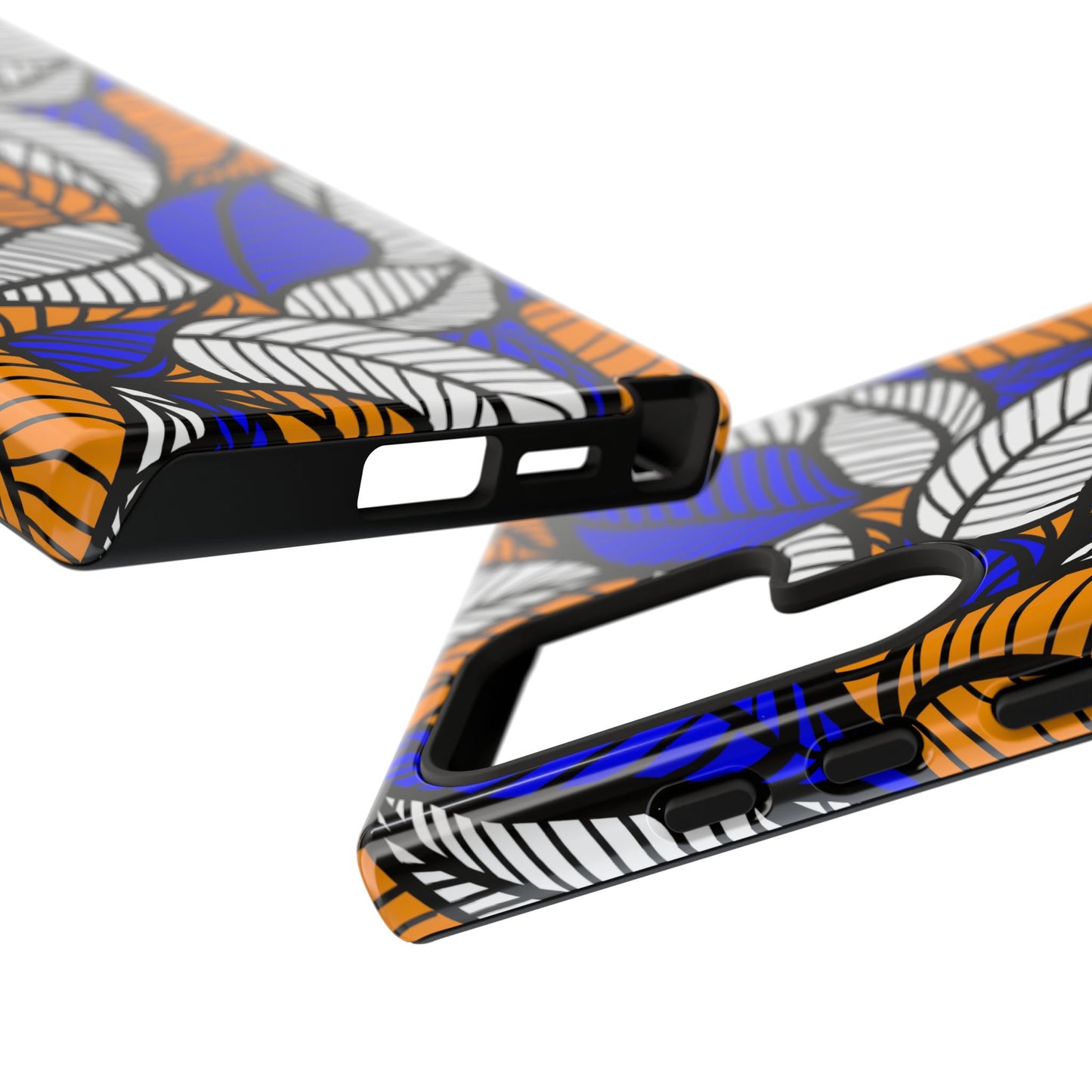 Blue and Gold Leaf Ankara Samsung Tough Cases | African Samsung Case | Afrocentric Samsung Case | Ankara Samsung Phone Case