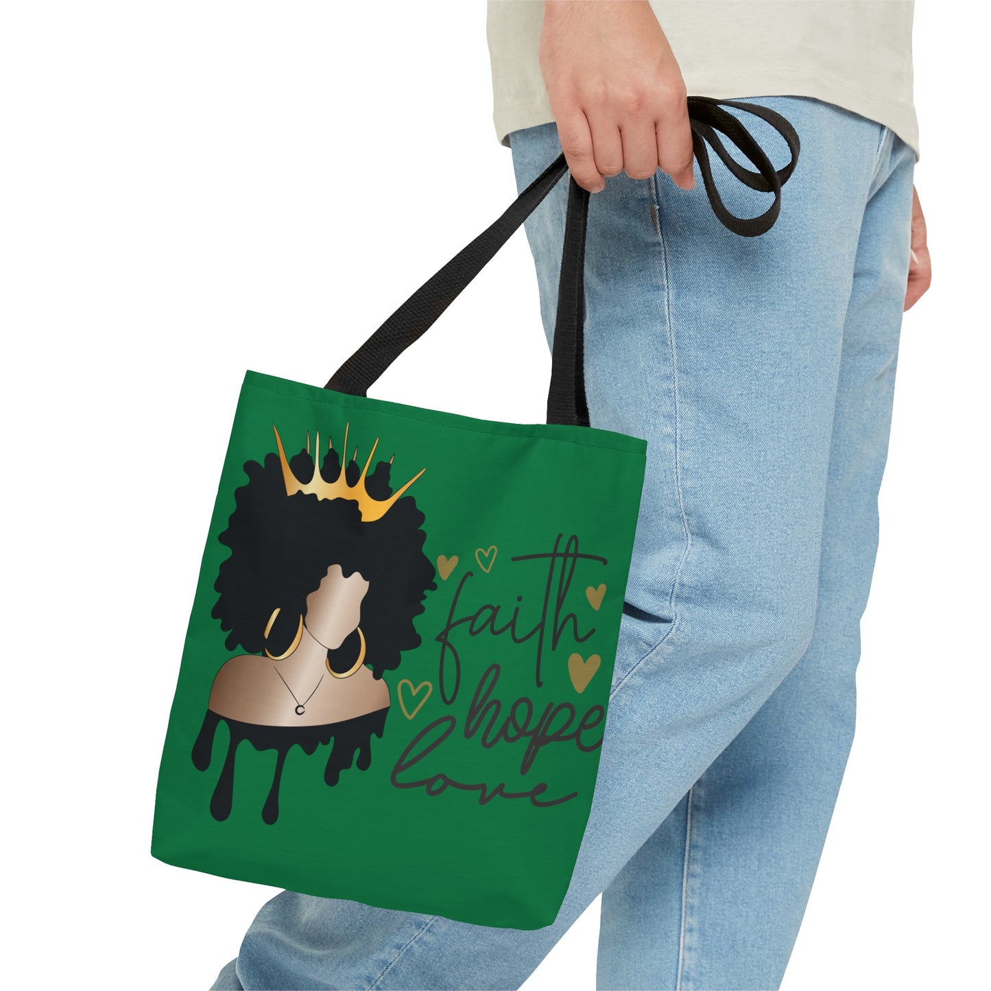 Dark Green Faith...Hope...Love Tote Bag