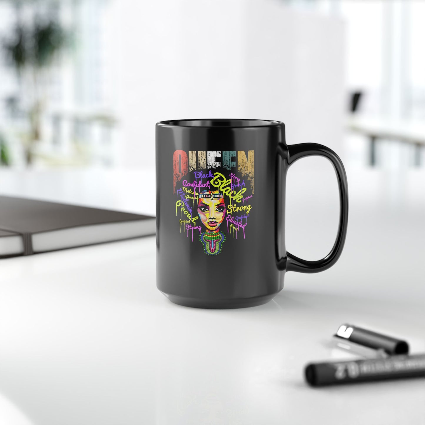 Black Queen Mug, 15oz | Afrocentric Coffee Mug | Natural Hair Mug | Black Girl Mug | Personalize It