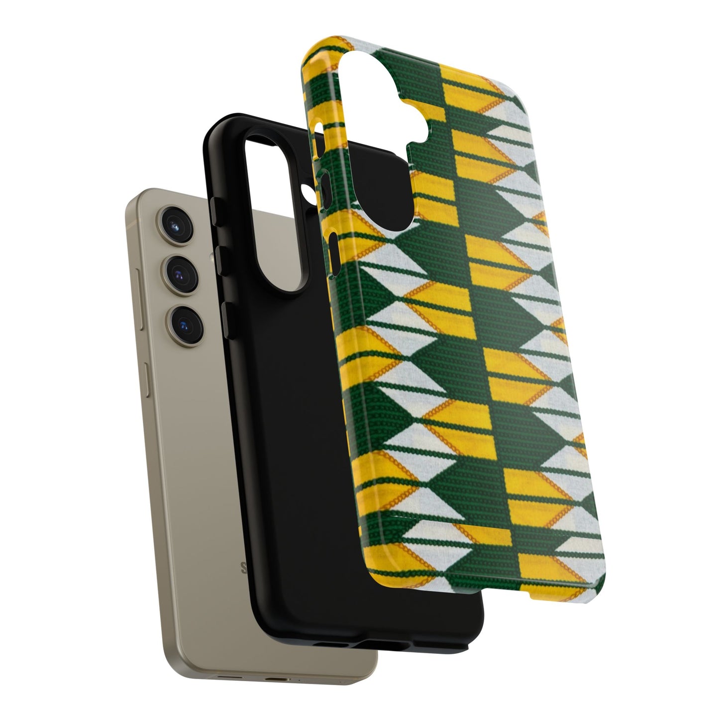Green Yellow White Ankara Samsung Tough Cases | African Samsung Case | Afrocentric Samsung Case | Ankara Samsung Phone Case