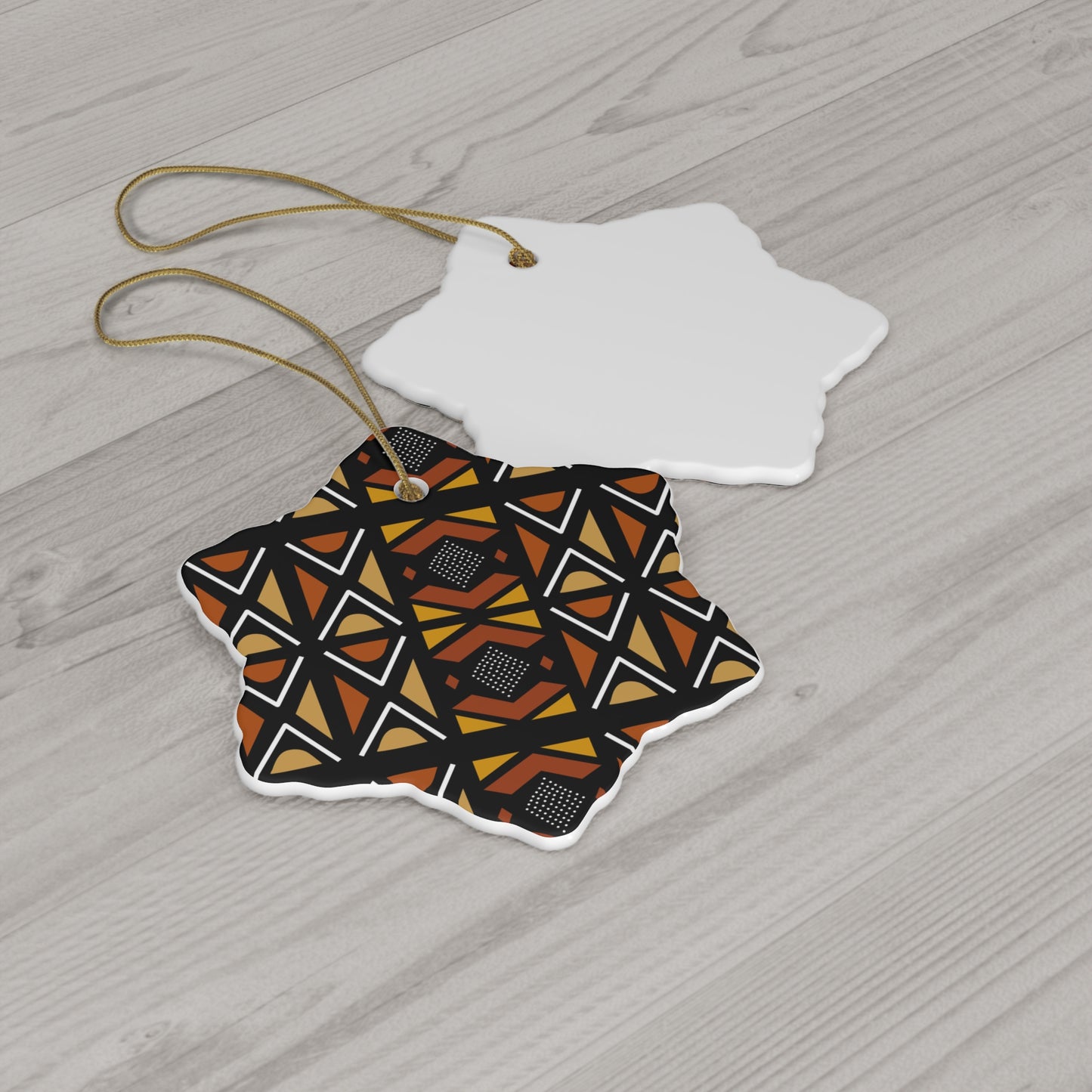 Mudcloth Ceramic Ornament, 4 Shapes