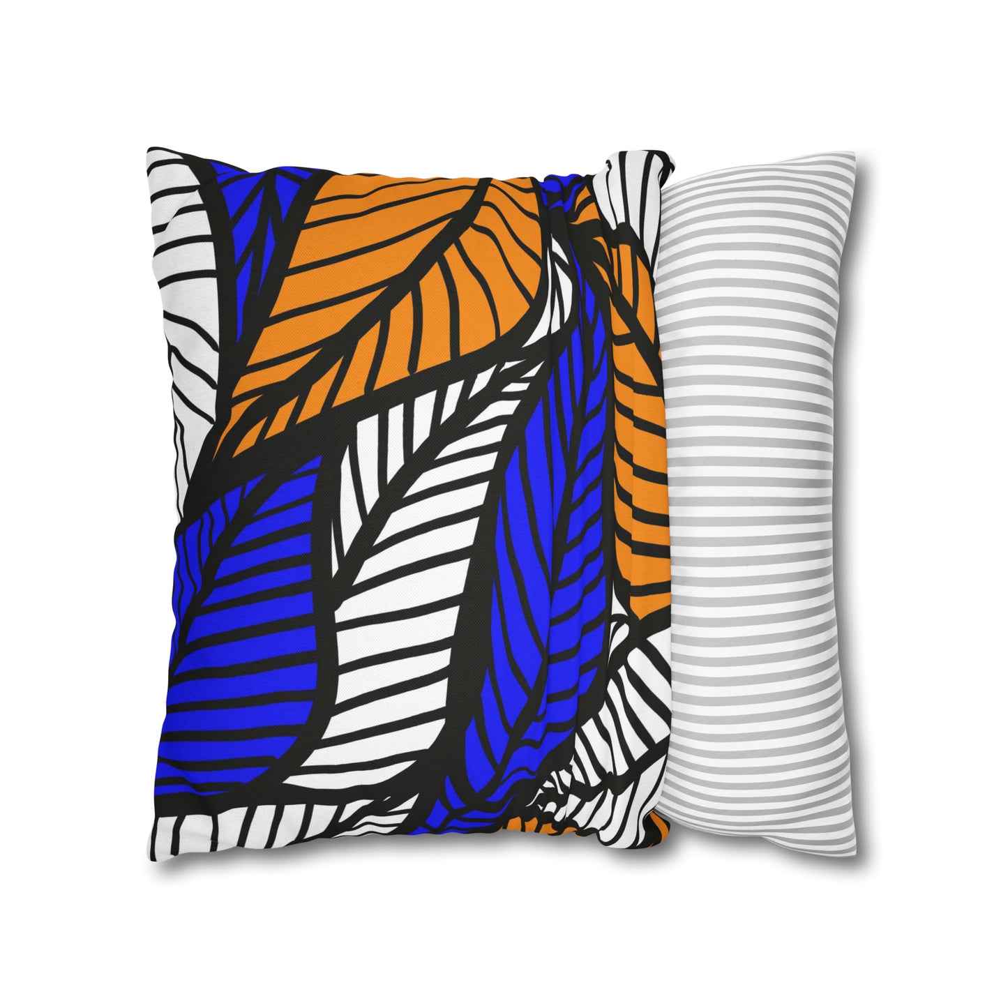 Blue Ankara Polyester Square Pillow Case | Afrocentric Pillow Case