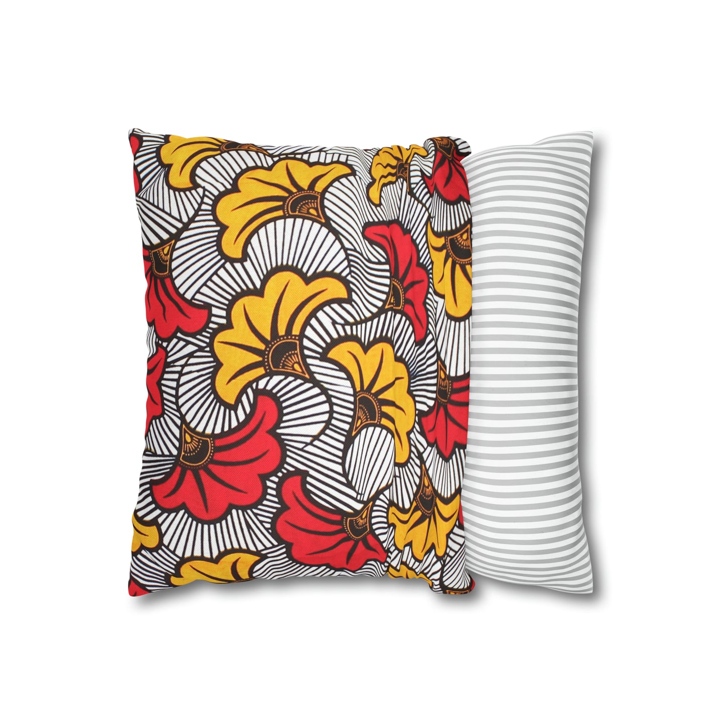 White and Orange Ankara Square Pillow Case | Afrocentric Pillow Case