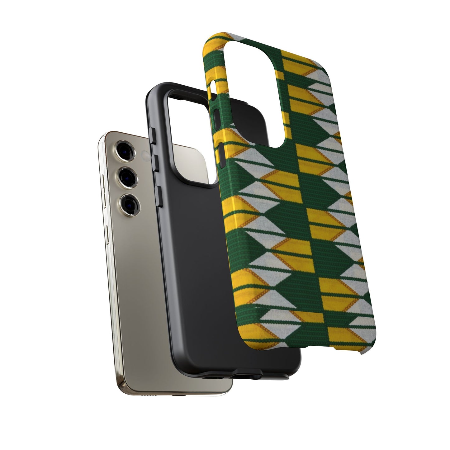 Green Yellow White Ankara Samsung Tough Cases | African Samsung Case | Afrocentric Samsung Case | Ankara Samsung Phone Case