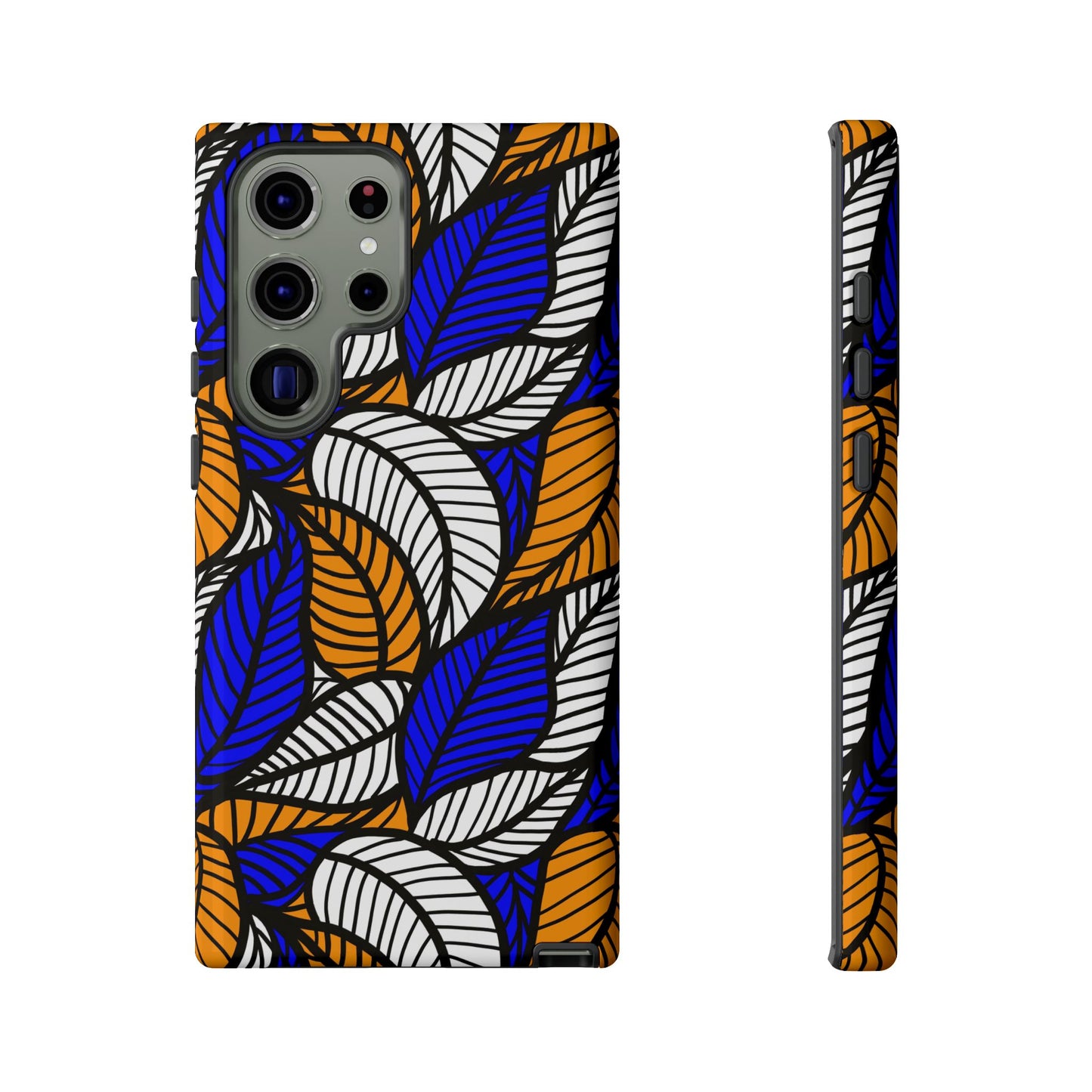 Blue and Gold Leaf Ankara Samsung Tough Cases | African Samsung Case | Afrocentric Samsung Case | Ankara Samsung Phone Case