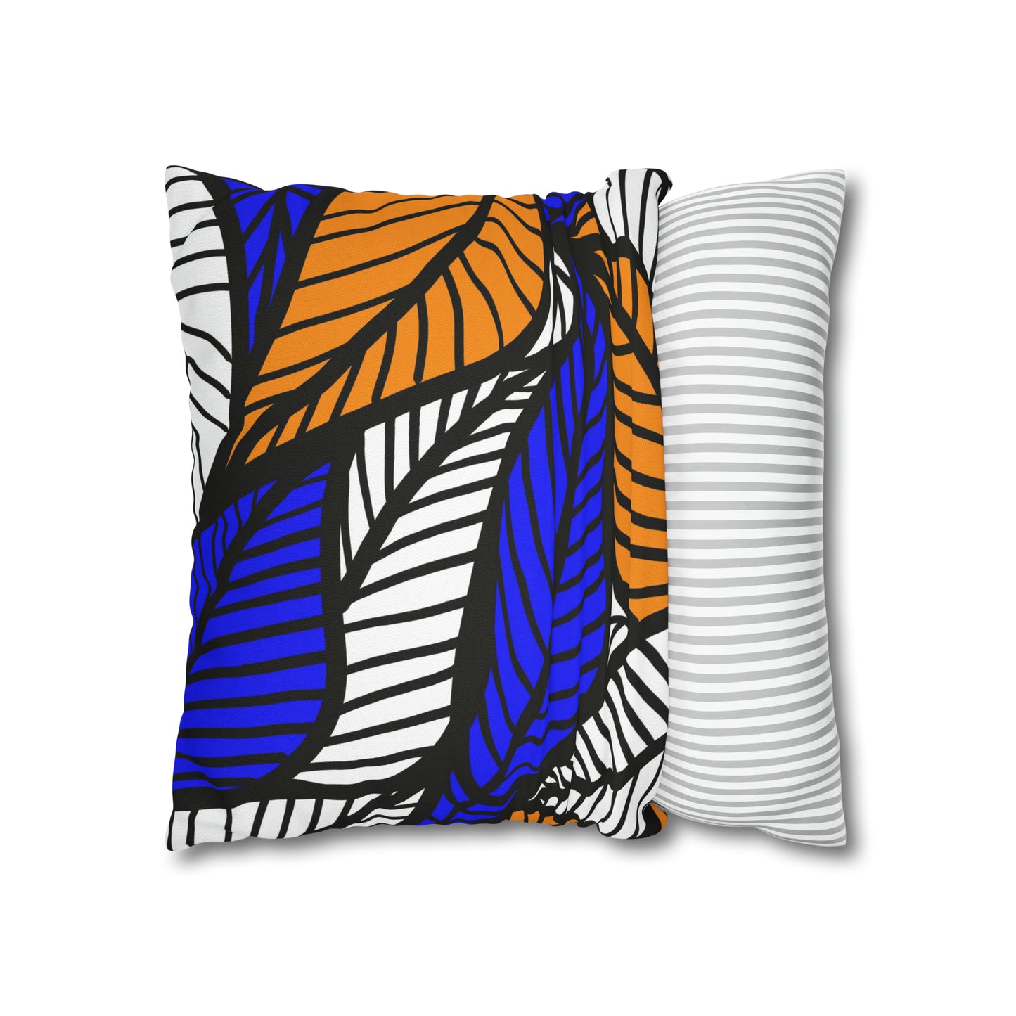 Blue Ankara Polyester Square Pillow Case | Afrocentric Pillow Case
