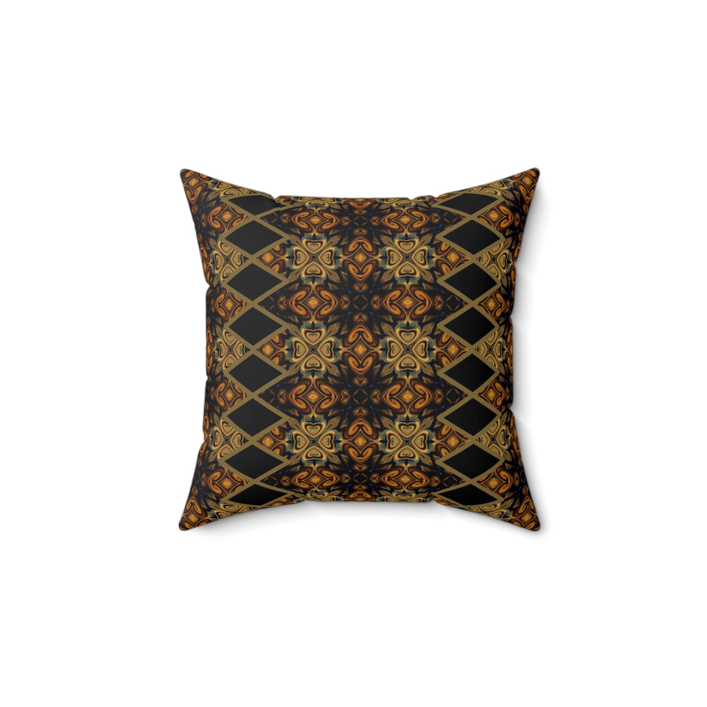 Black Ankara Print Polyester Square Pillow | Afrocentric Pillow | African Pillow