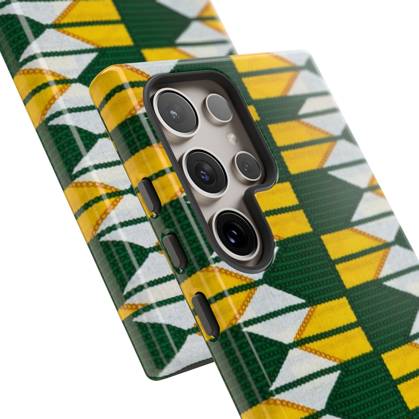 Green Yellow White Ankara Samsung Tough Cases | African Samsung Case | Afrocentric Samsung Case | Ankara Samsung Phone Case