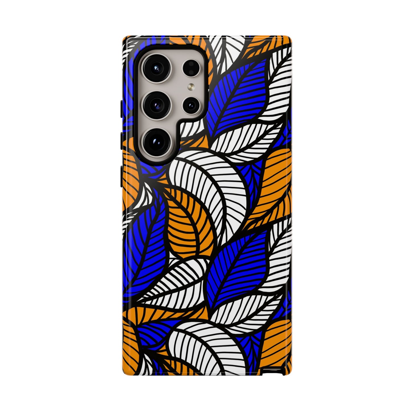 Blue and Gold Leaf Ankara Samsung Tough Cases | African Samsung Case | Afrocentric Samsung Case | Ankara Samsung Phone Case
