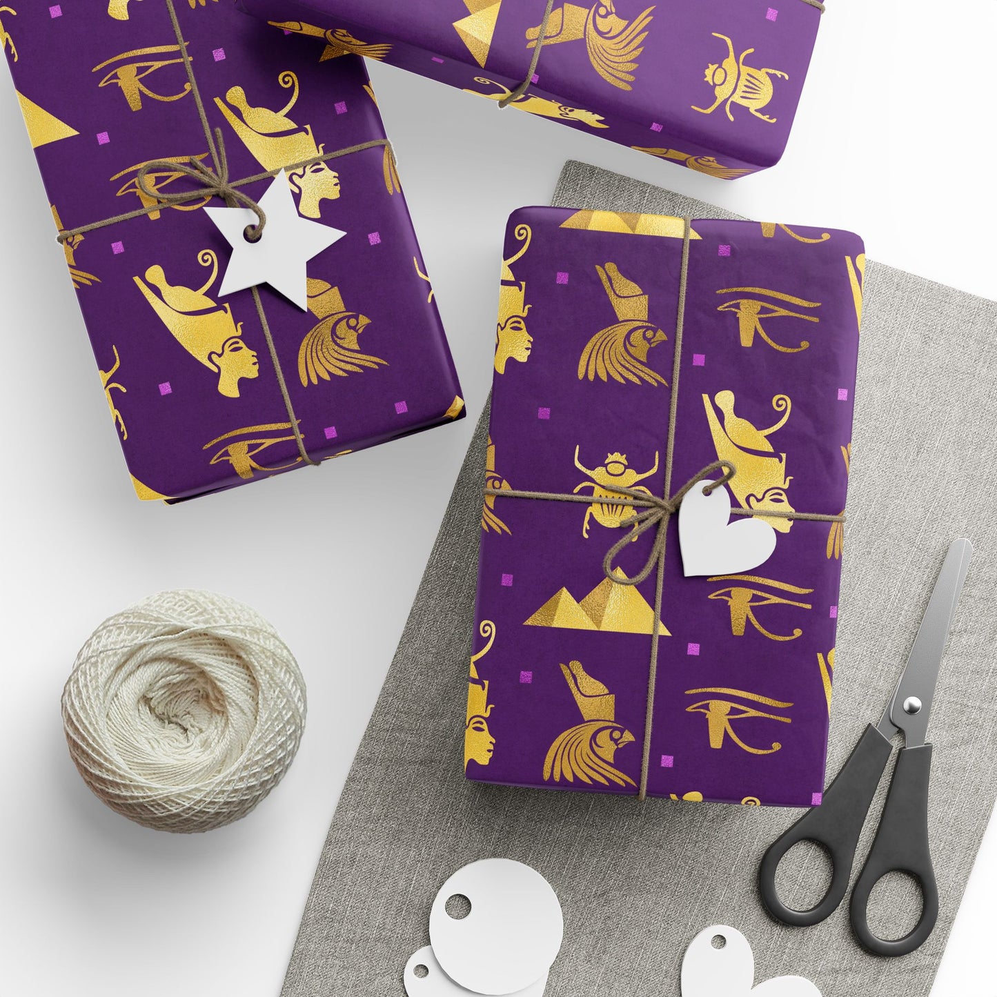 Purple and Gold Egyptian Wrapping Papers | African Wrapping Paper | Afrocentric Wrapping Paper | Ankh Craft Paper
