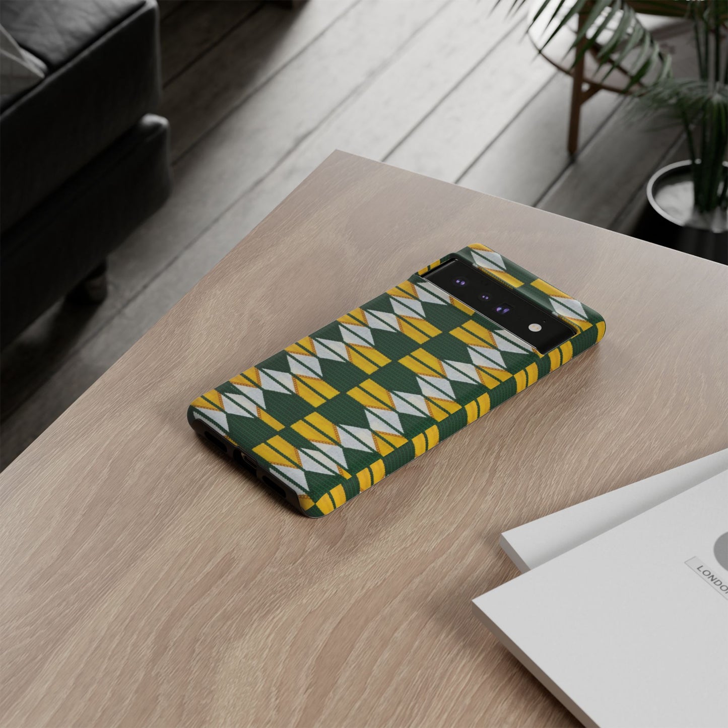 Green Gold White Ankara Google Pixel Tough Cases | African Google Pixel Case | Afrocentric Google Pixel Case
