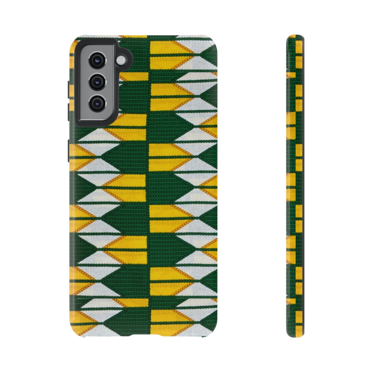 Green Yellow White Ankara Samsung Tough Cases | African Samsung Case | Afrocentric Samsung Case | Ankara Samsung Phone Case