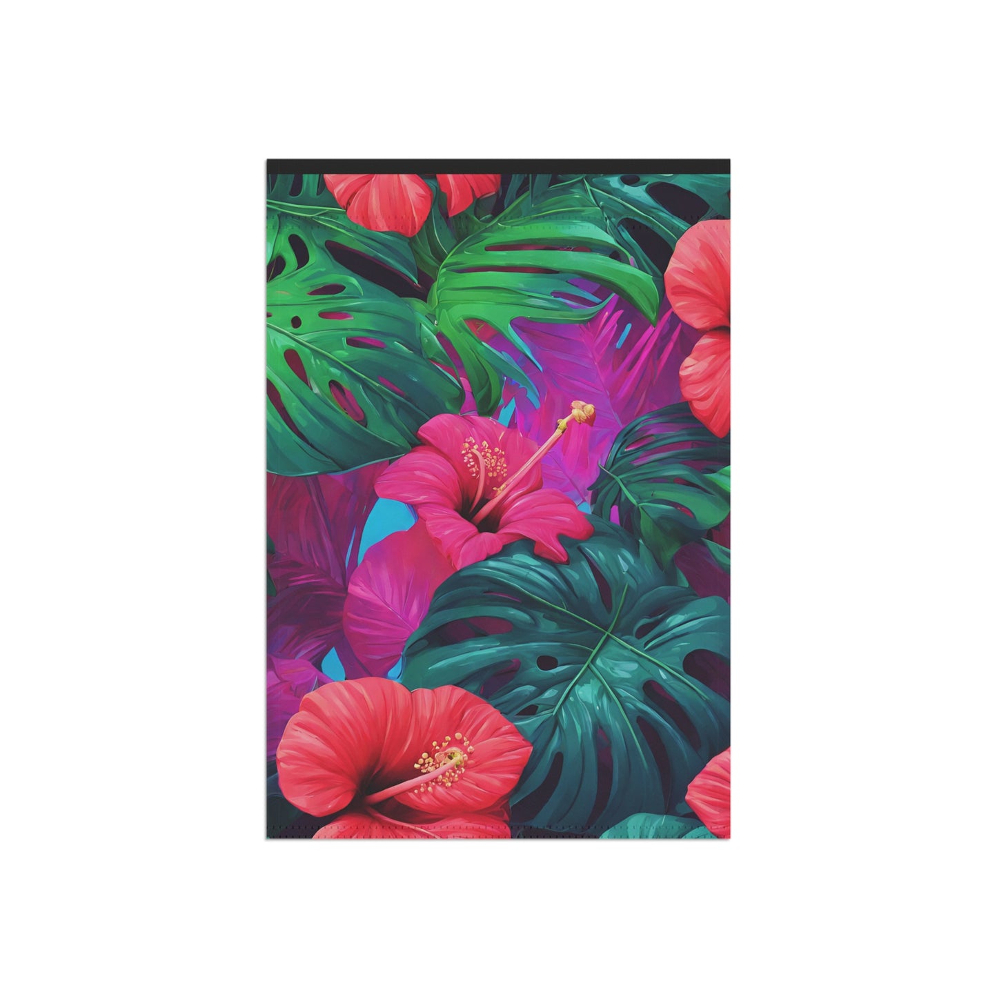 Monstera Hibiscus Home Flag | House Banner | Black Gifts | Yard Gifts | Yard Flag | Adinkra Banner