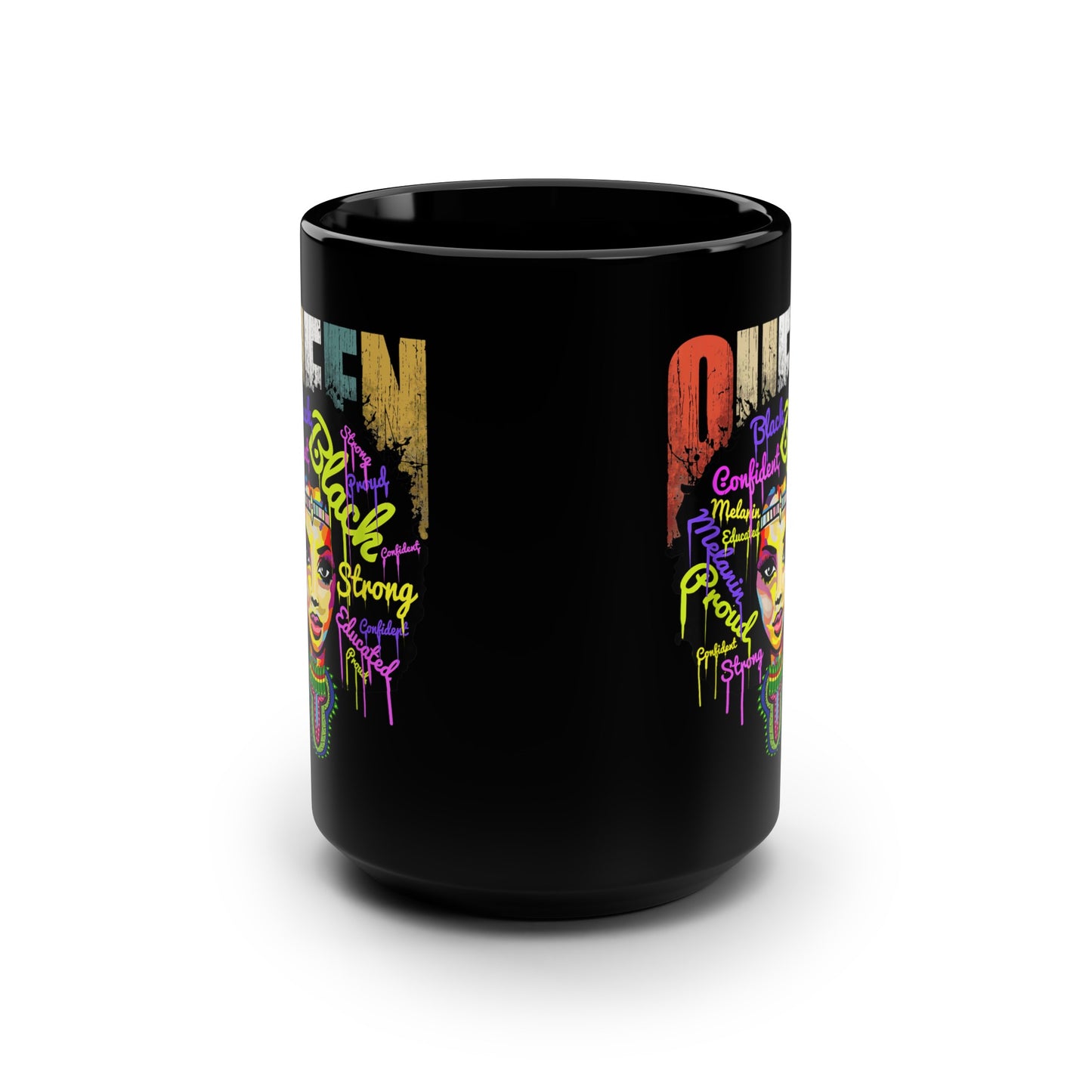 Black Queen Mug, 15oz | Afrocentric Coffee Mug | Natural Hair Mug | Black Girl Mug
