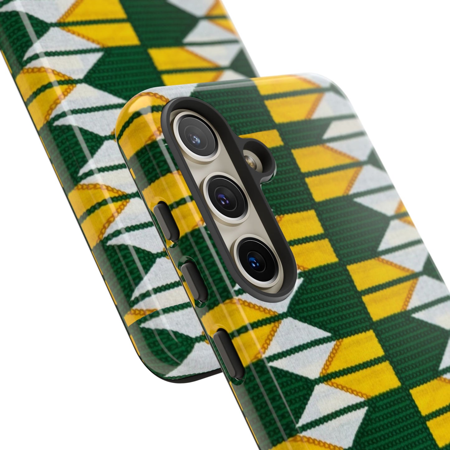 Green Yellow White Ankara Samsung Tough Cases | African Samsung Case | Afrocentric Samsung Case | Ankara Samsung Phone Case