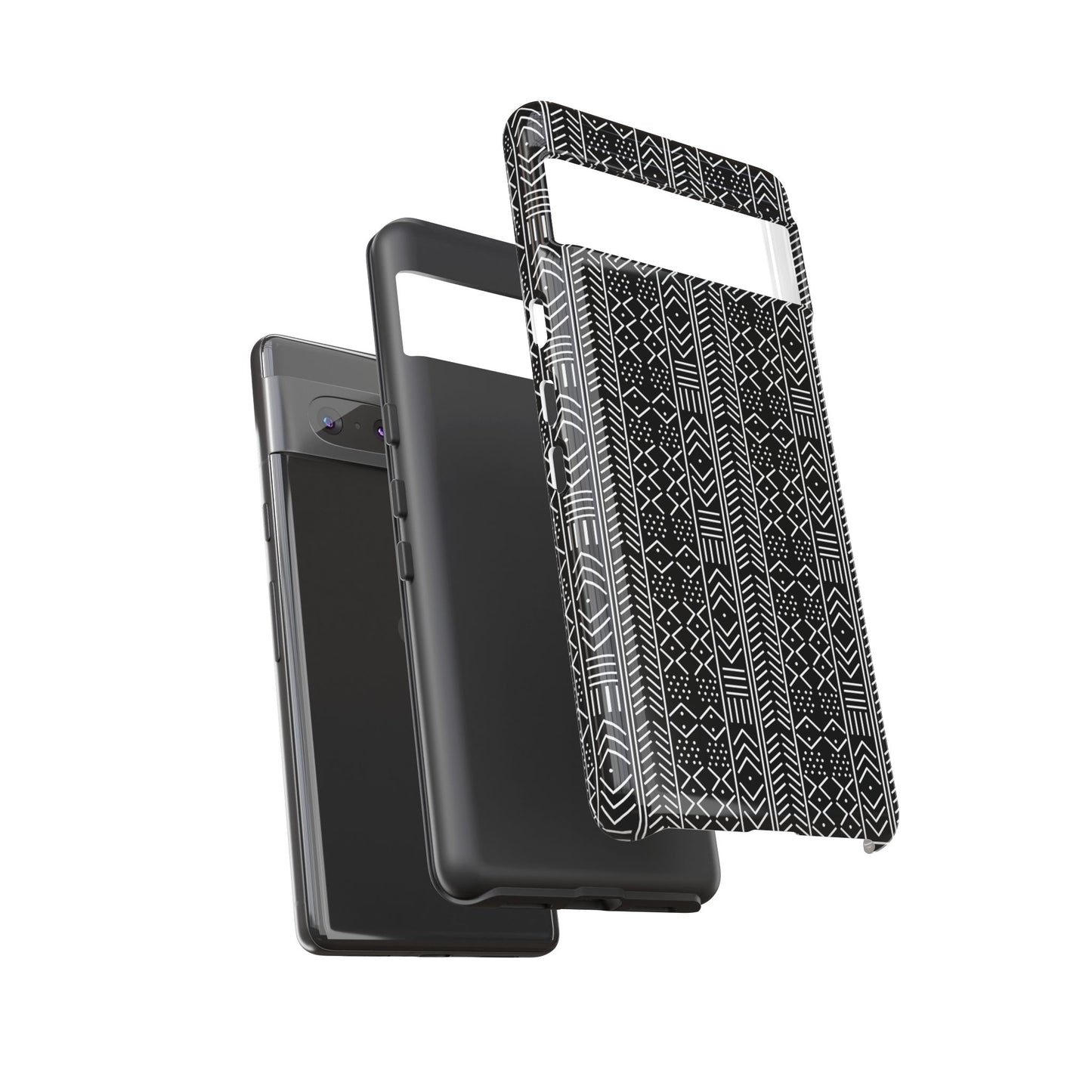 Black & White Mudcloth Google Pixel Tough Cases | African Google Pixel Case | Afrocentric Google Pixel Case