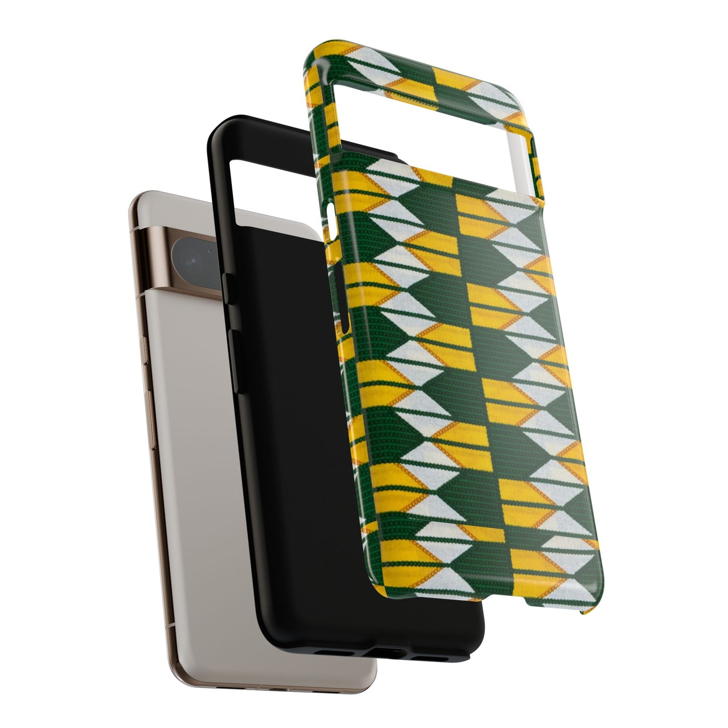 Green Gold White Ankara Google Pixel Tough Cases | African Google Pixel Case | Afrocentric Google Pixel Case