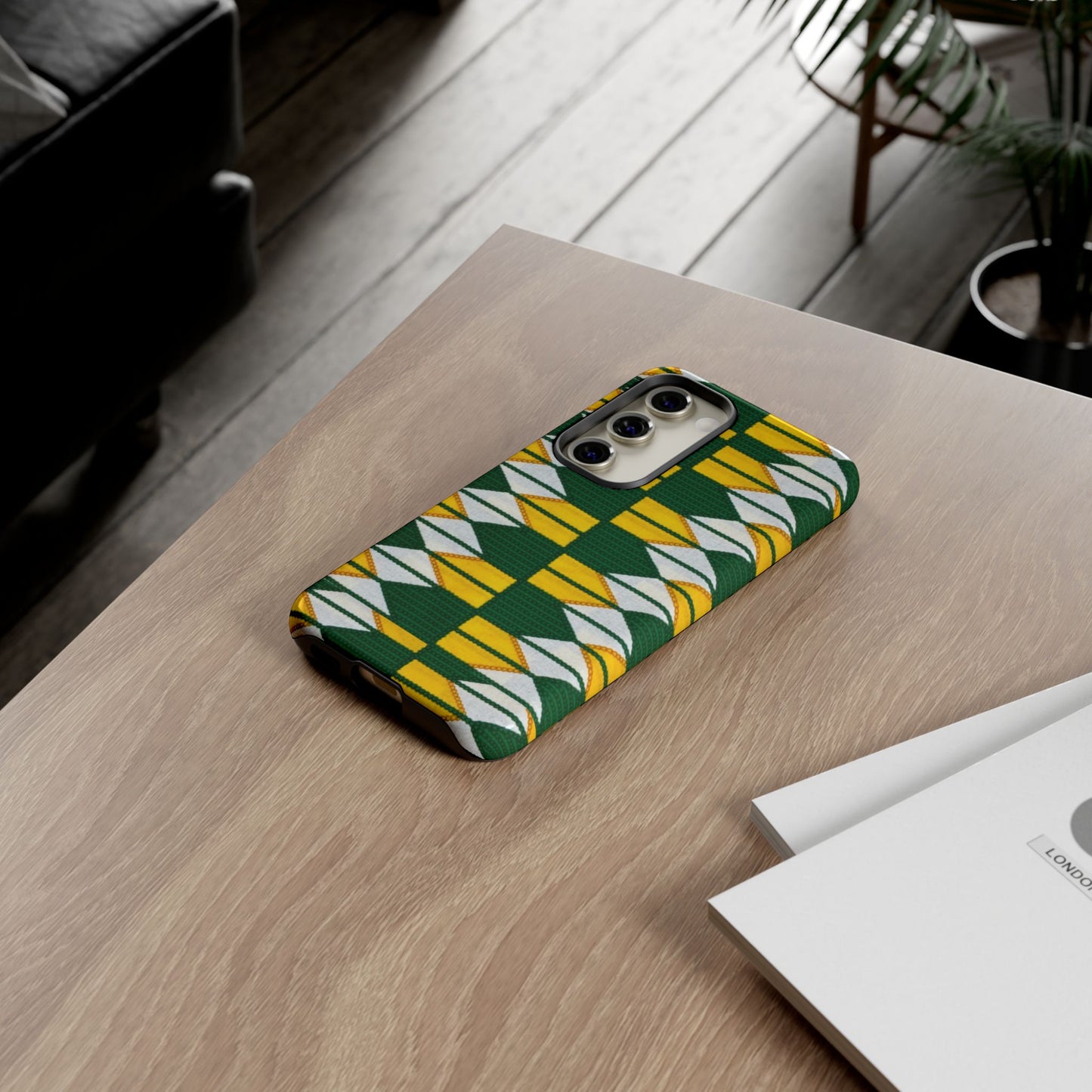 Green Yellow White Ankara Samsung Tough Cases | African Samsung Case | Afrocentric Samsung Case | Ankara Samsung Phone Case