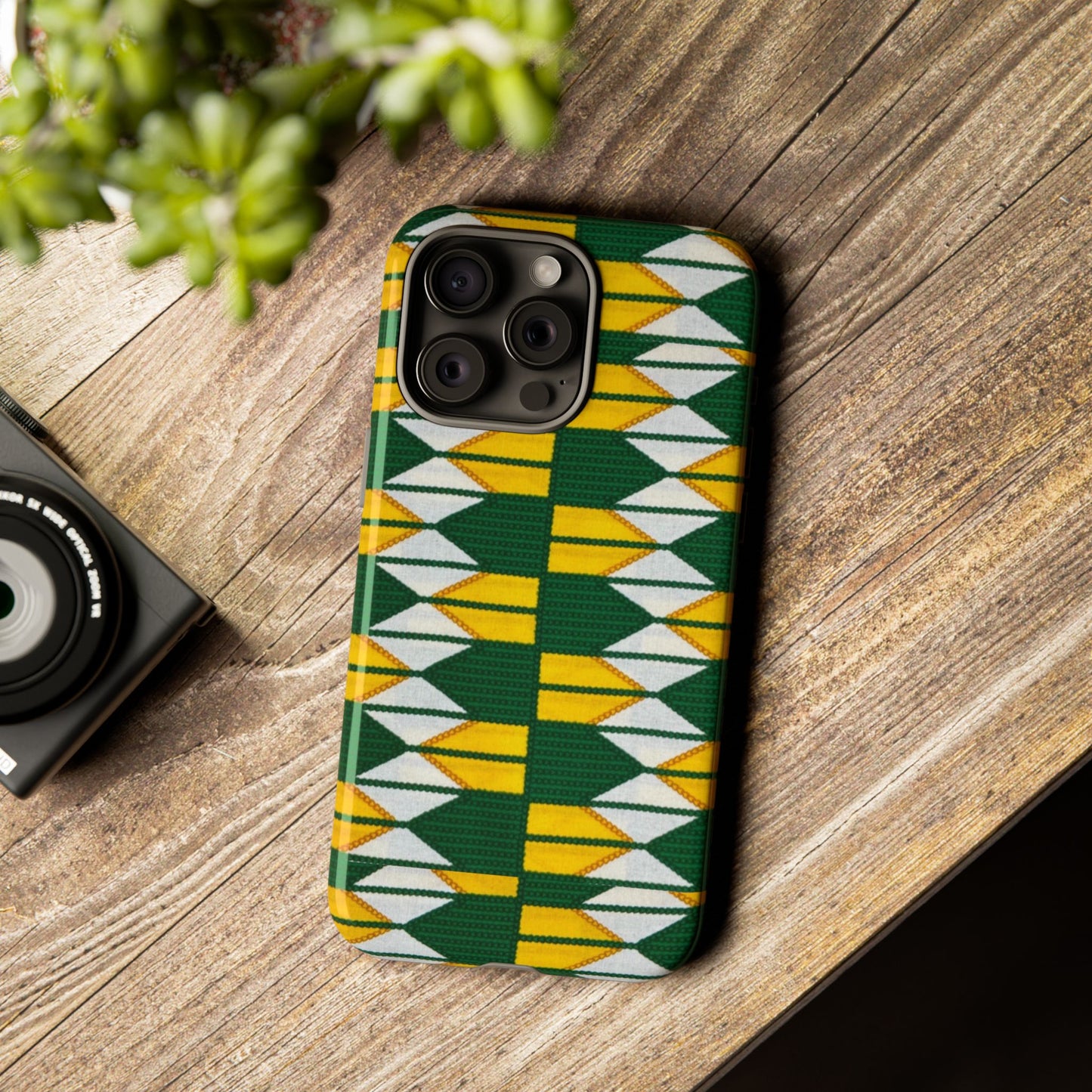 Green Yellow White iPhone Tough Cases | Ankara iPhone Case | Afrocentric iPhone Case