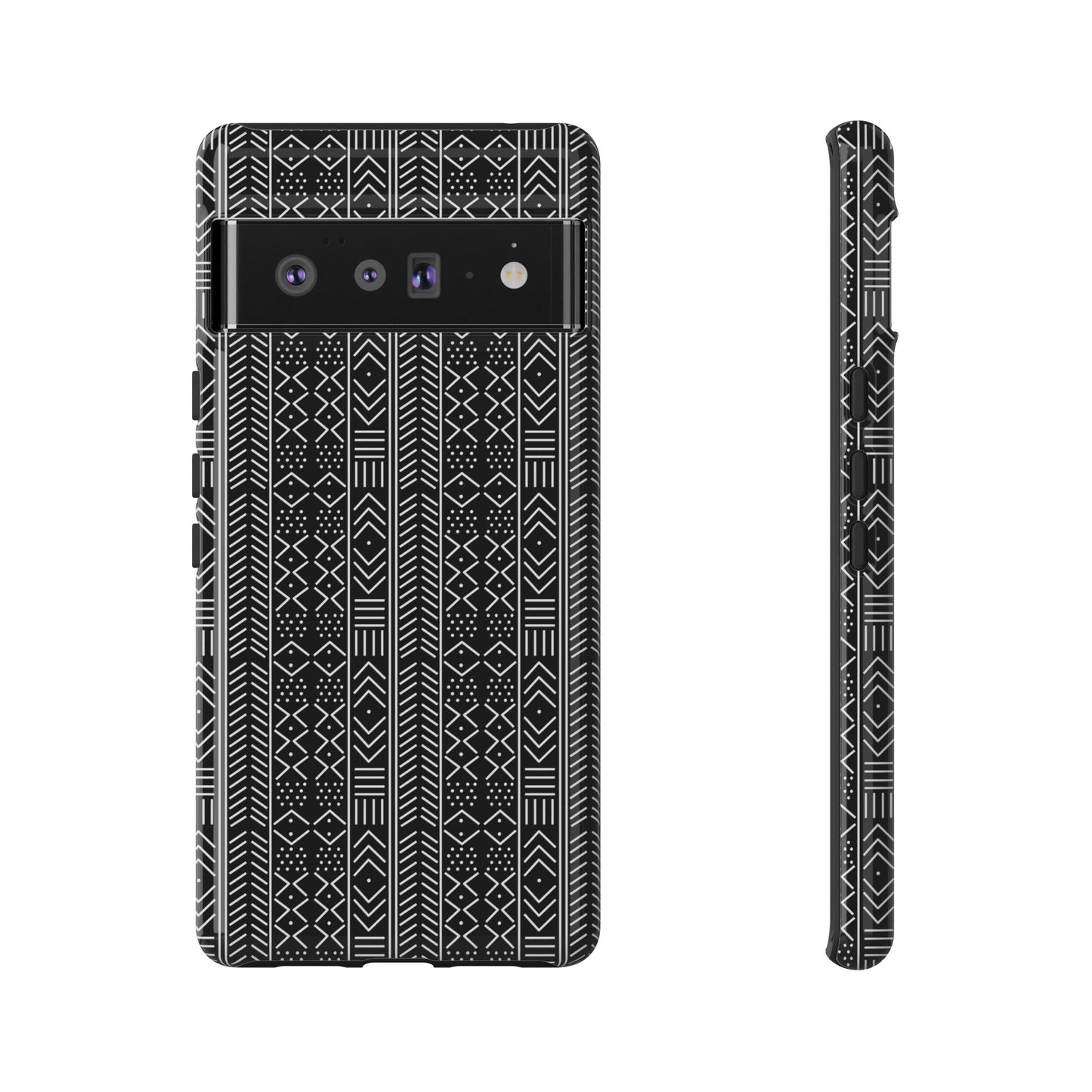 Black & White Mudcloth Google Pixel Tough Cases | African Google Pixel Case | Afrocentric Google Pixel Case