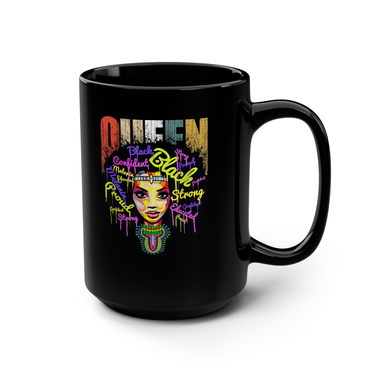 Black Queen Mug, 15oz | Afrocentric Coffee Mug | Natural Hair Mug | Black Girl Mug | Personalize It