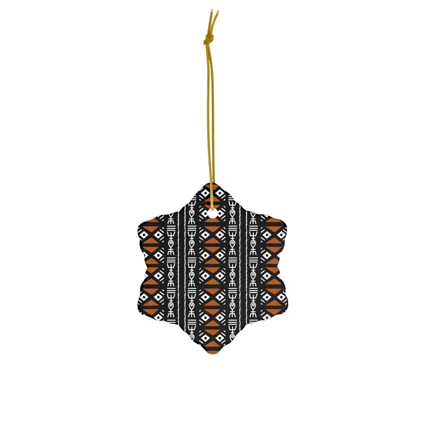Mudcloth II Ceramic Ornament, 4 Shapes