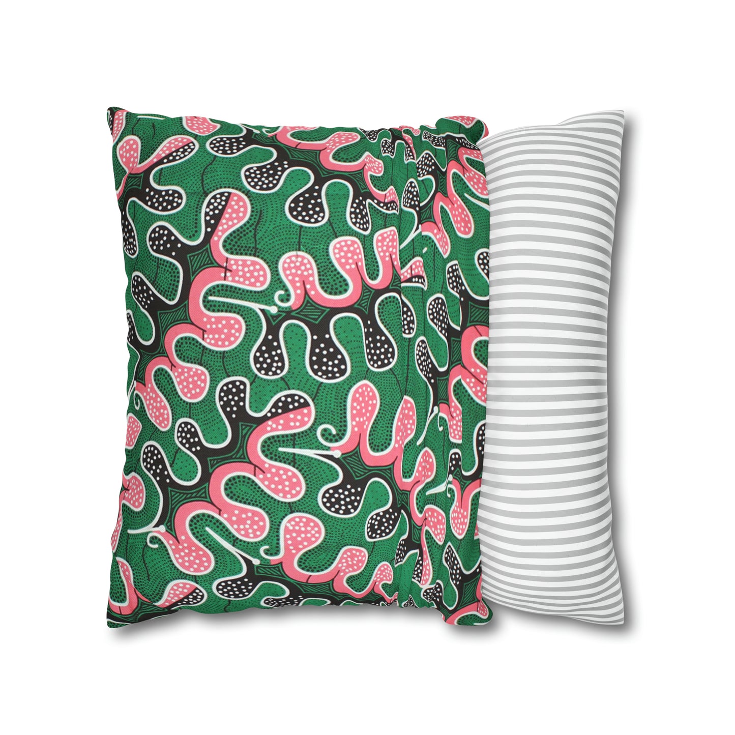 Pink and Green Ankara Square Pillow Case | Afrocentric Pillow Case